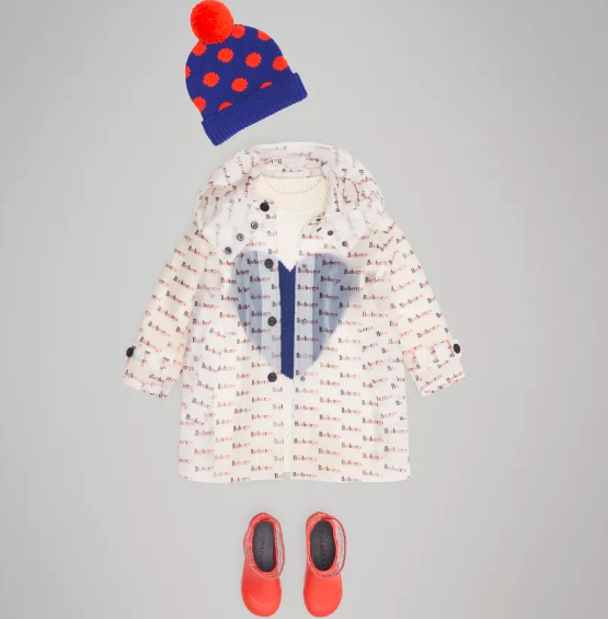 Girls White Logo Raincoat