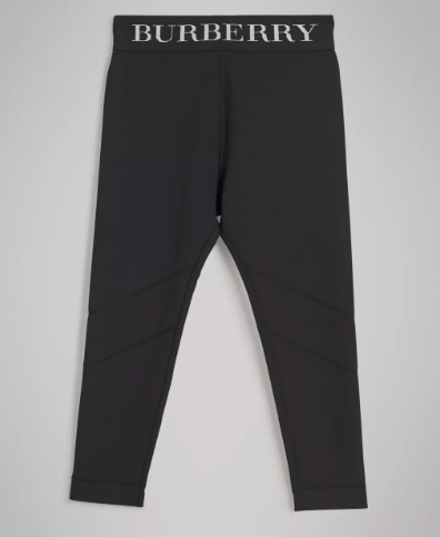 Girls Black Logo Cotton Leggings