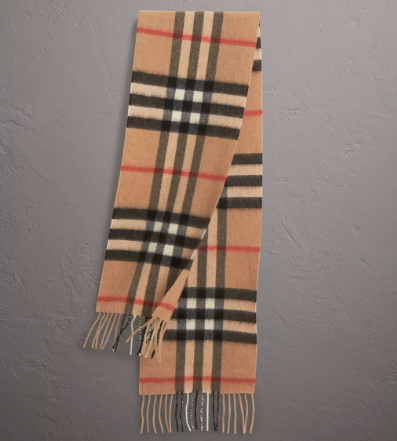 Girls & Boys Camel Check Cashmere Scarf