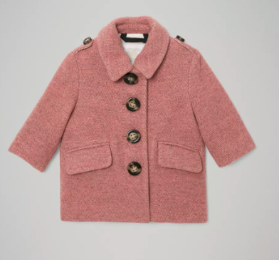 Baby Girls Rose Pink Melange Wool Coat