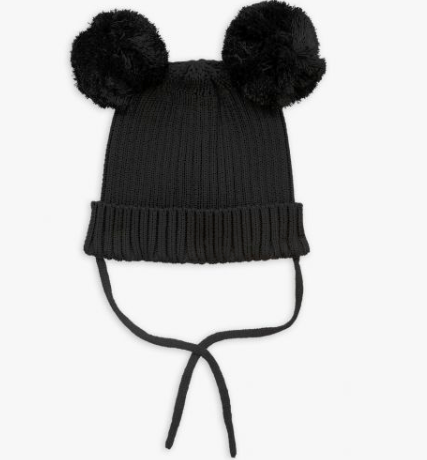 Baby Black Organic Cotton Ear Hat