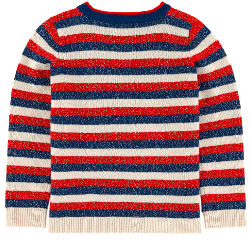 Girls Blue & Red Stripes Wool Sweater