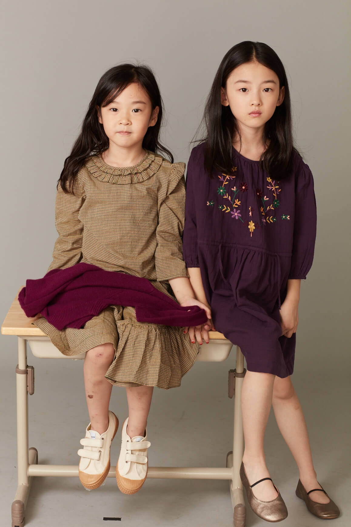 Girls Purple Embroidered Cotton Dress