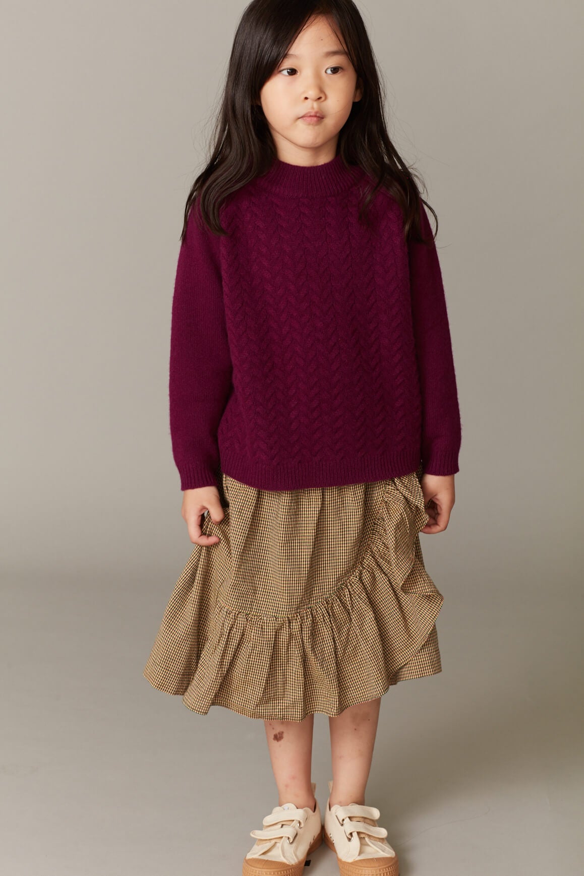 Girls Purple Red Cashmere Sweater