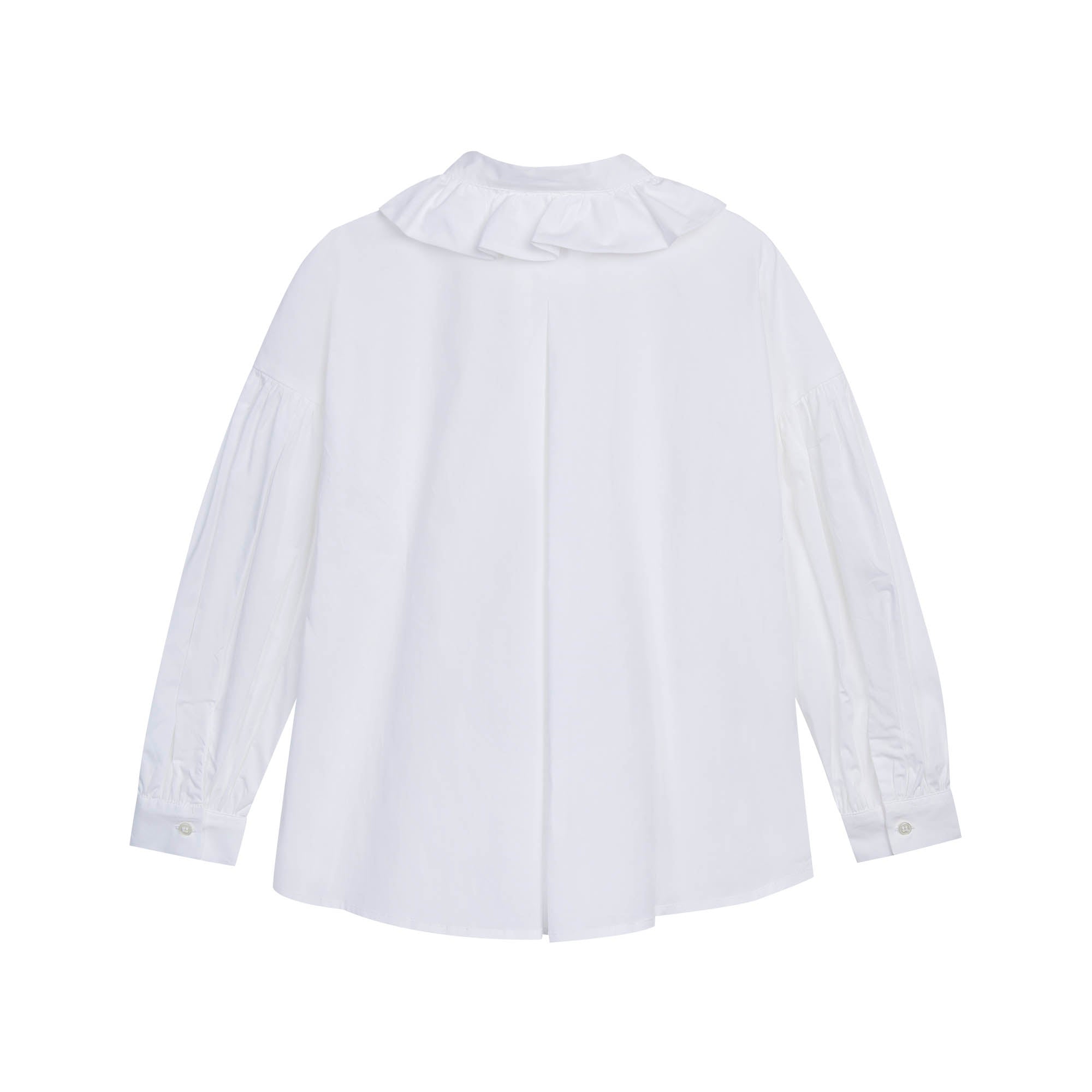 Girls White Ruffle Cotton Shirt