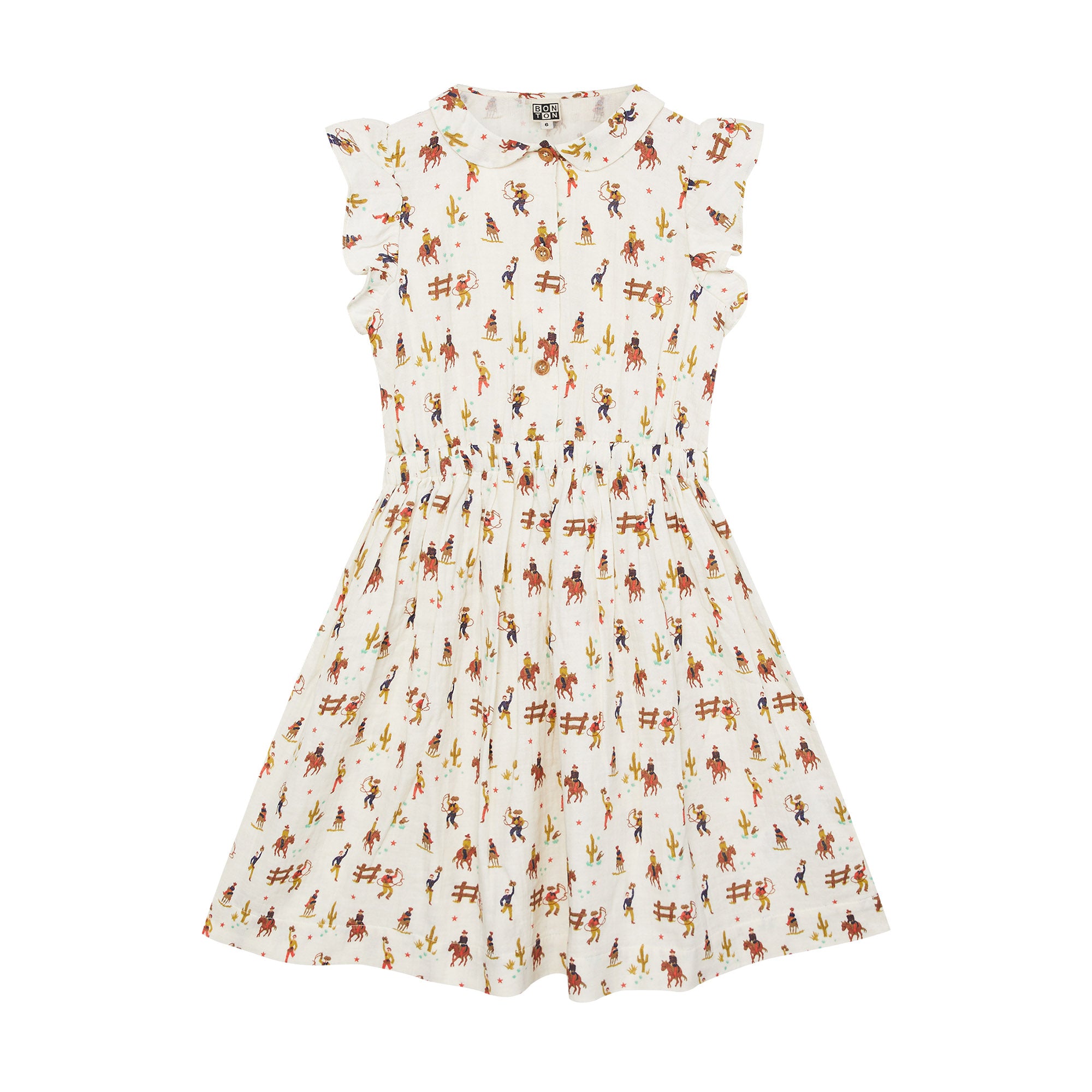 Girls Ivory Printed Cotton Dress