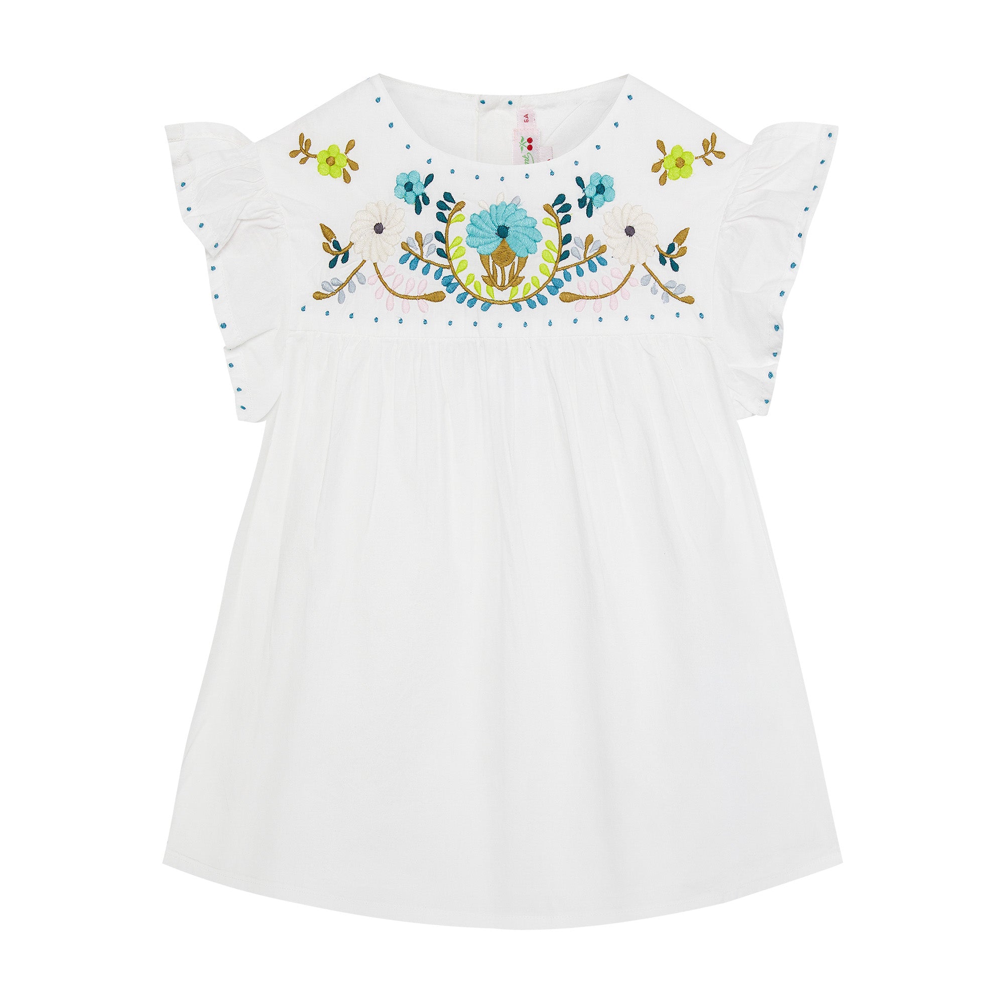 Girls White Embroidered Cotton Top