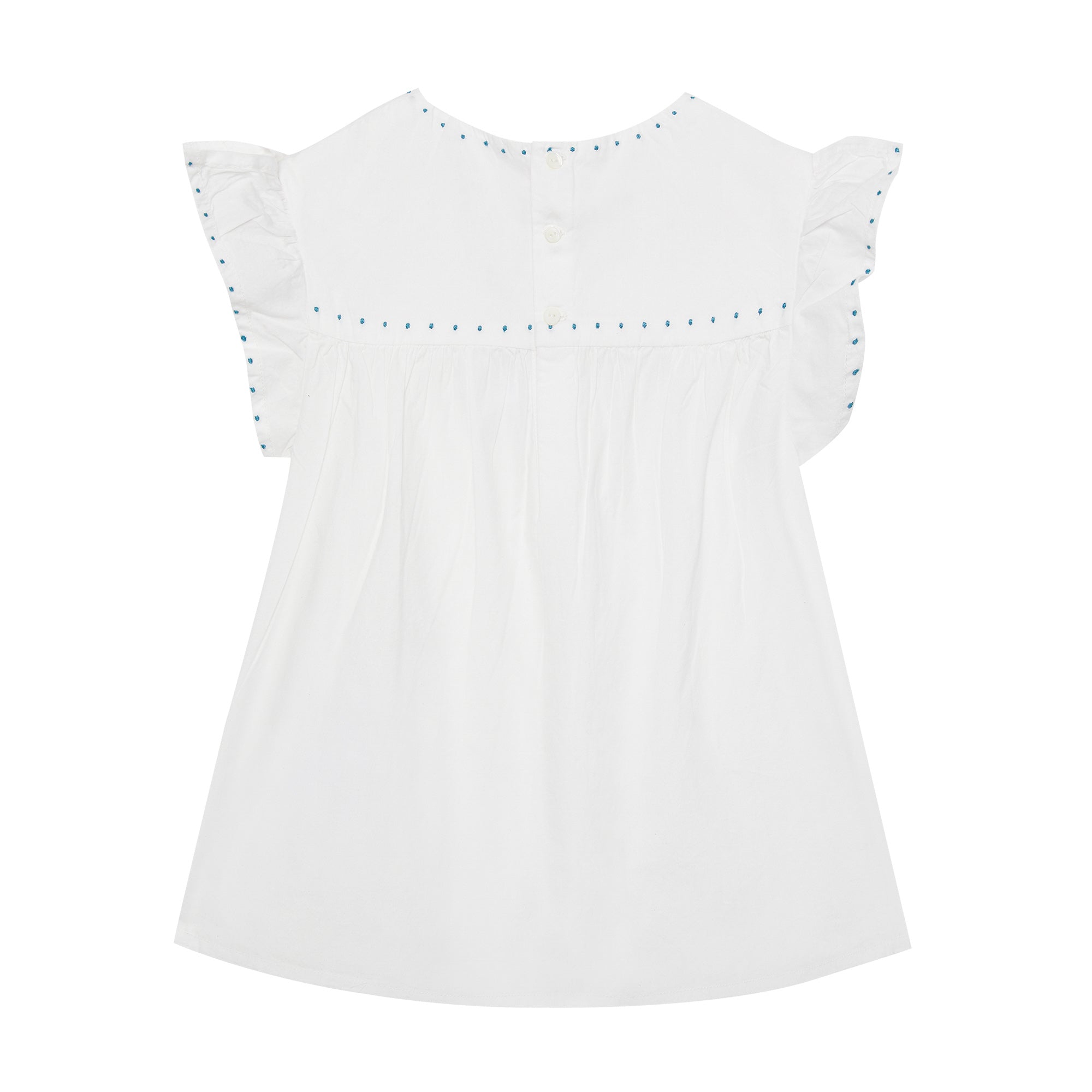 Girls White Embroidered Cotton Top