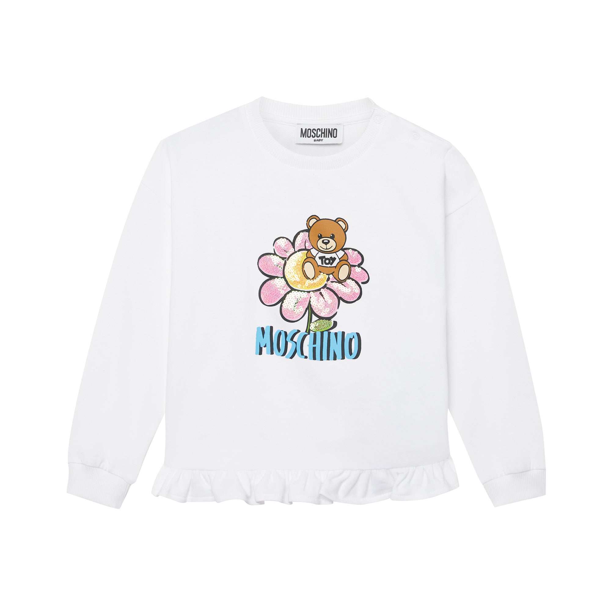 Baby Girls White Printed Cotton Sweatshirt