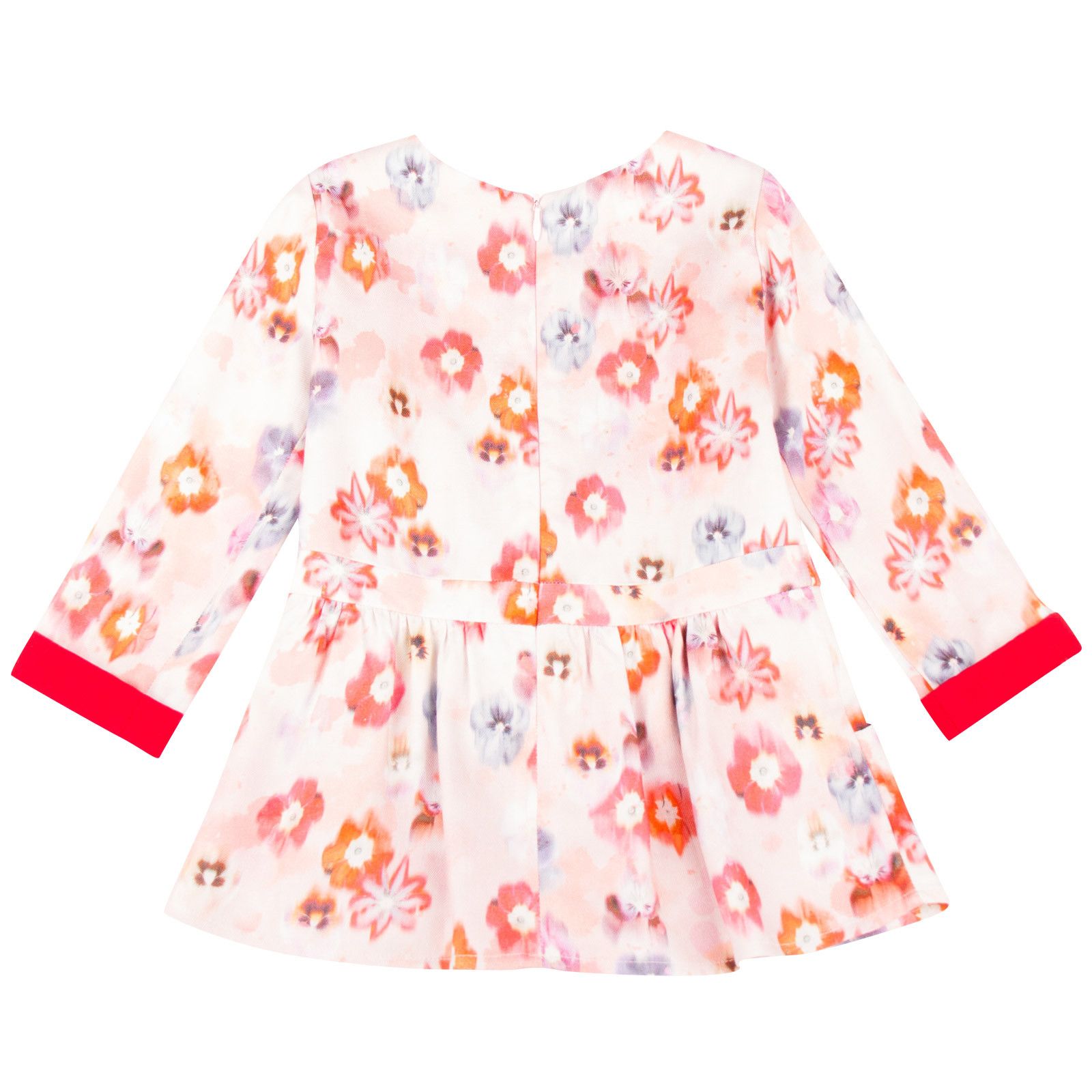 Girls Pink Floral Printed Dress With Two Skirt Pockets - CÉMAROSE | Children's Fashion Store - 2