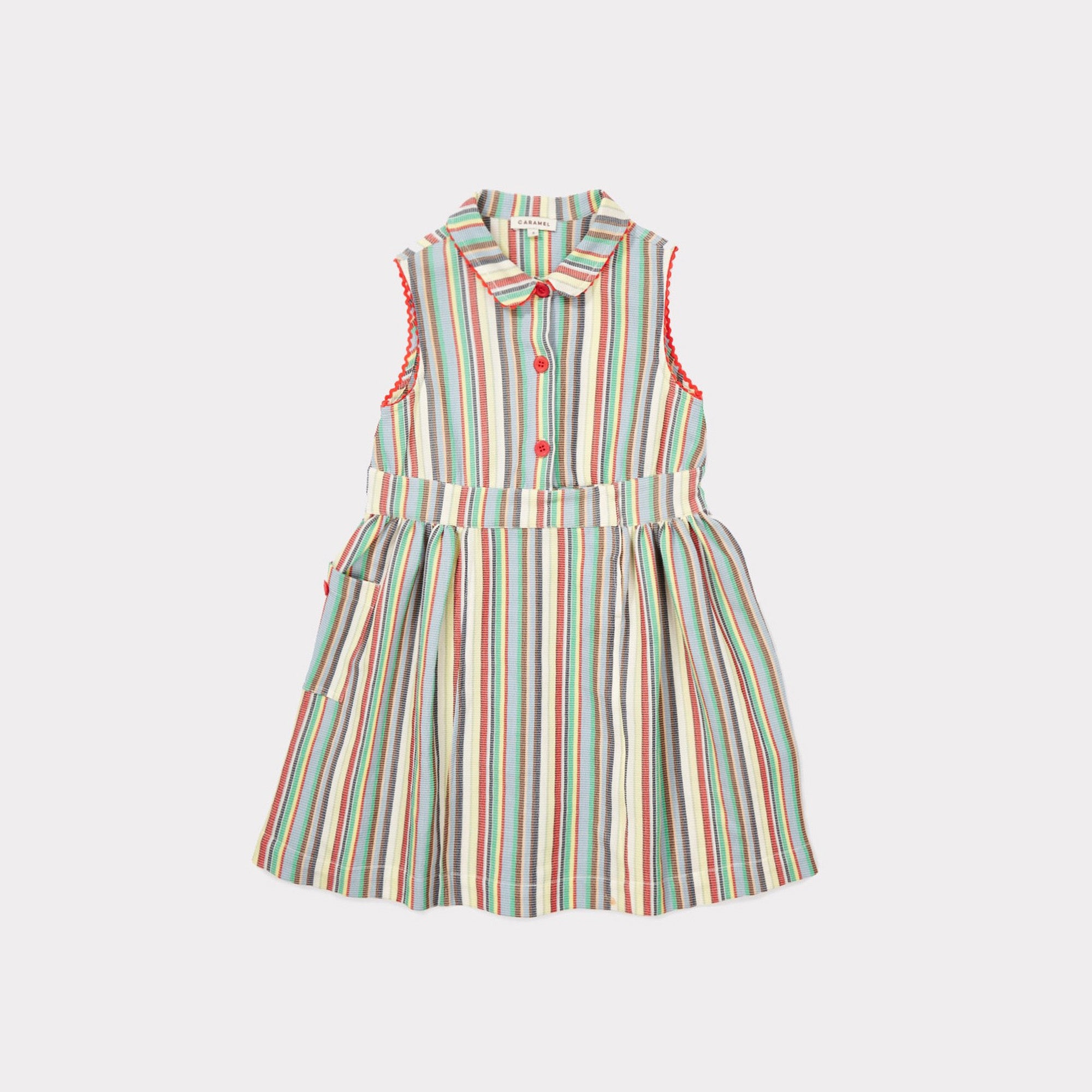 Girls Multi Stripe Cotton Woven Dress