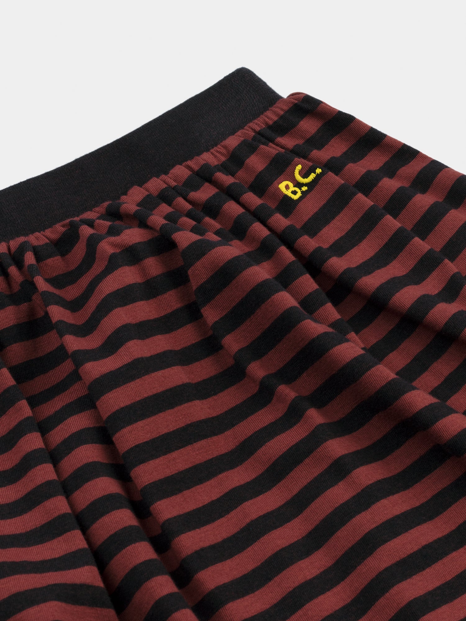 Girls Dark Red Striped Medium Cotton Skirt