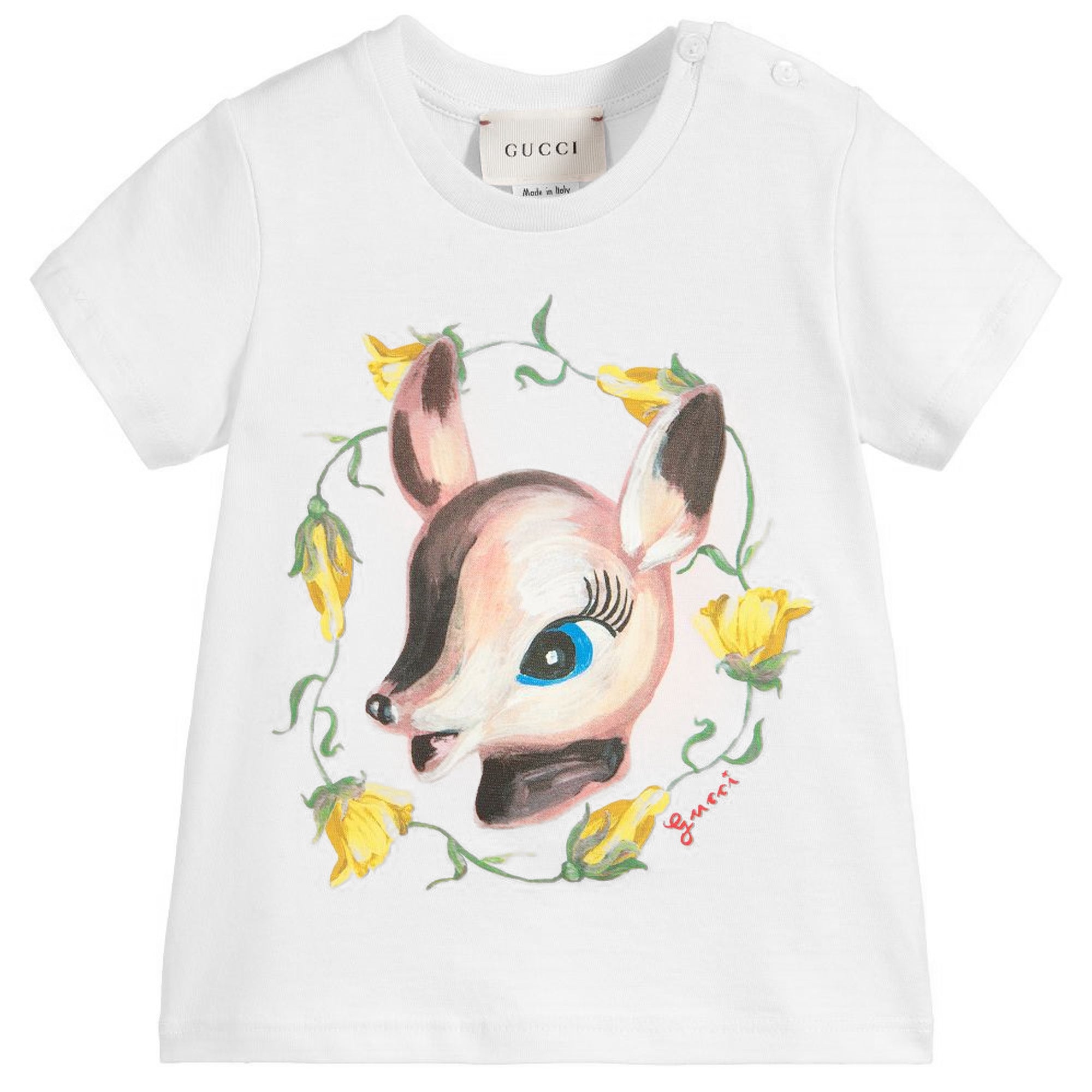 Baby Girls White Cotton T-shirt