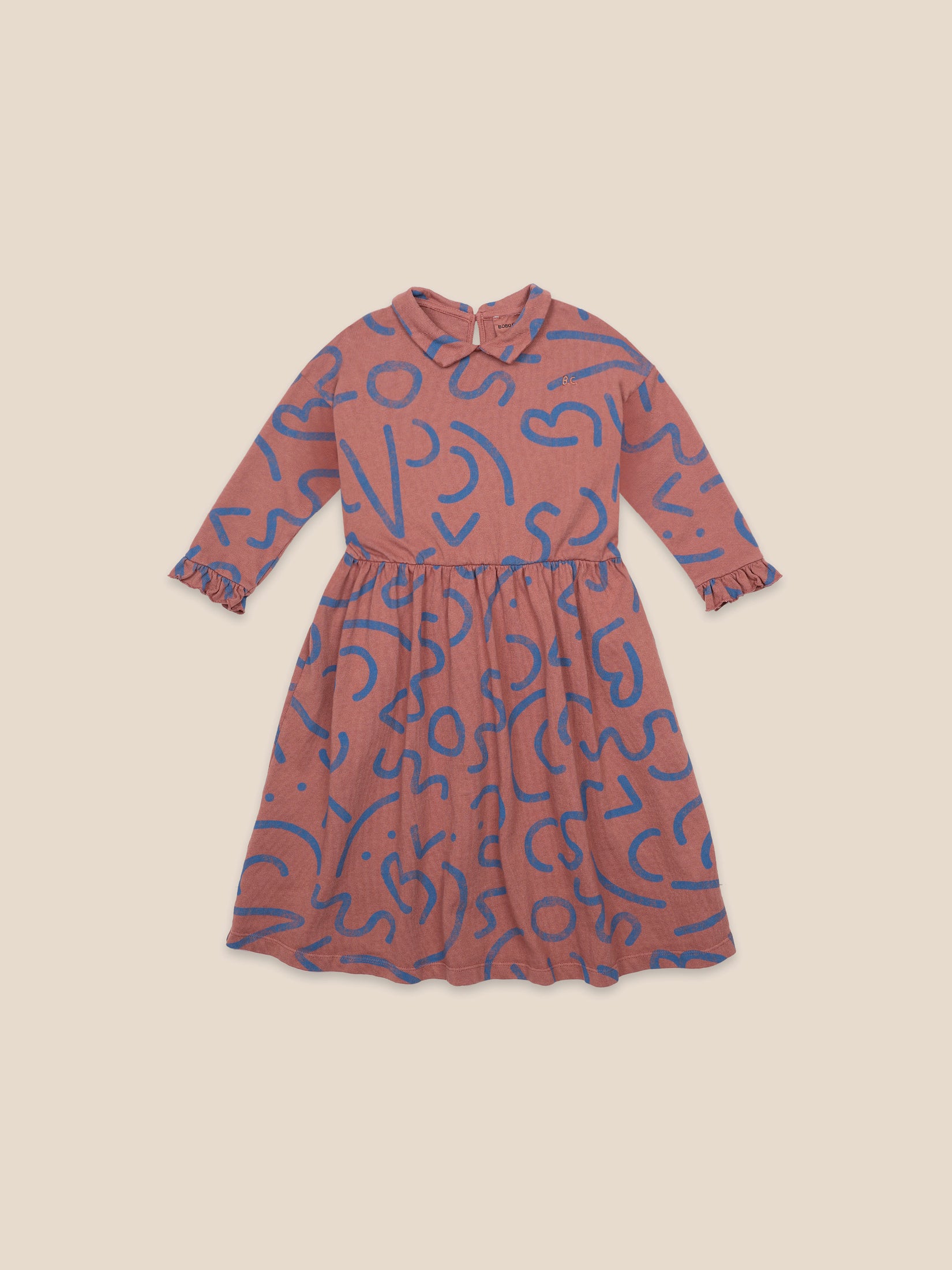 Girls Caramel Cafe Curved Lines Cotton Dress