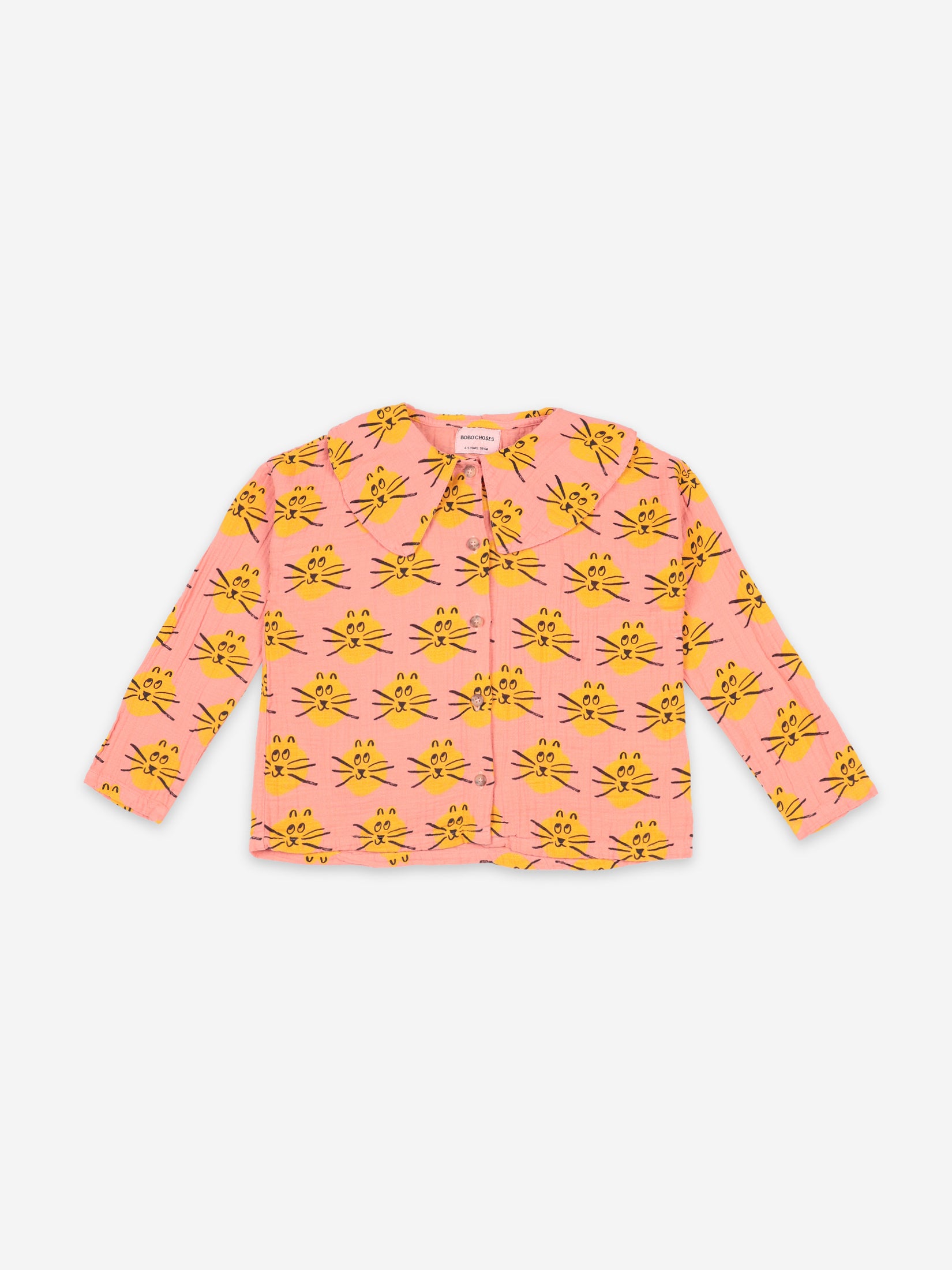 Girls Pink Cat All Over Blouse