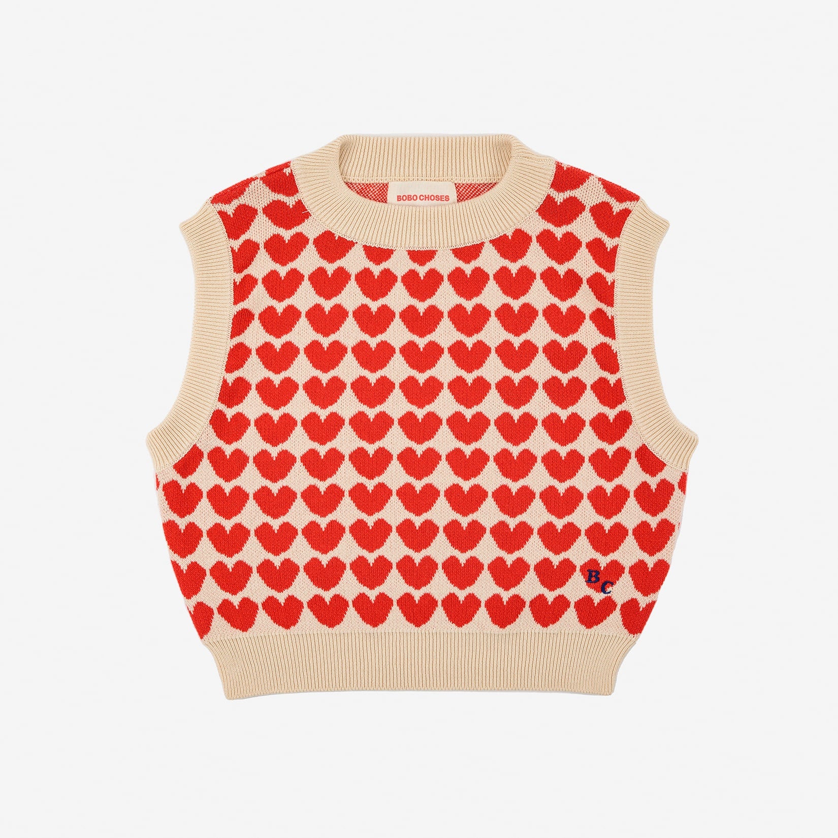Girls Beige Heart Cotton Vest