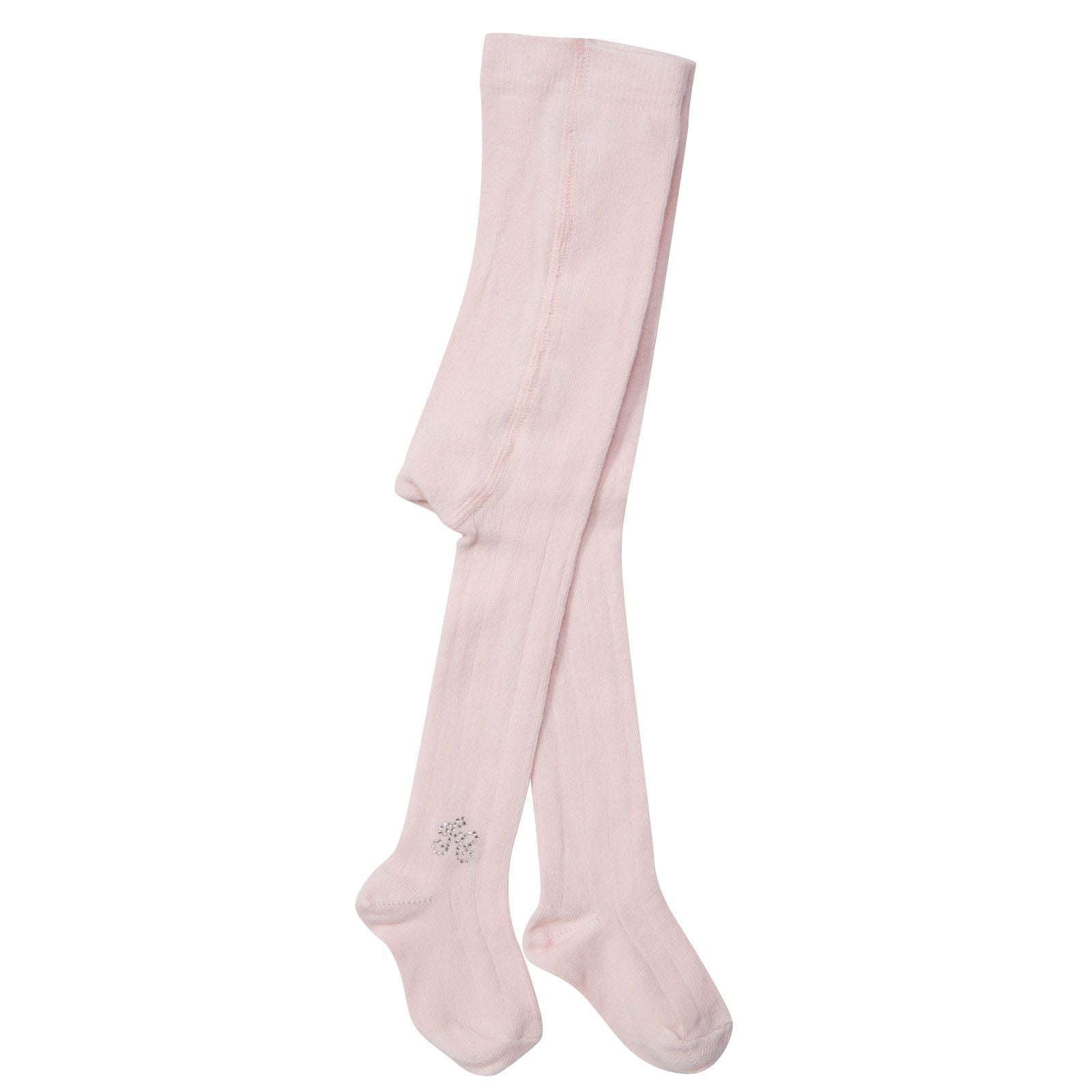 Baby Girls Pink Diamante Logo Cotton Tights - CÉMAROSE | Children's Fashion Store - 1