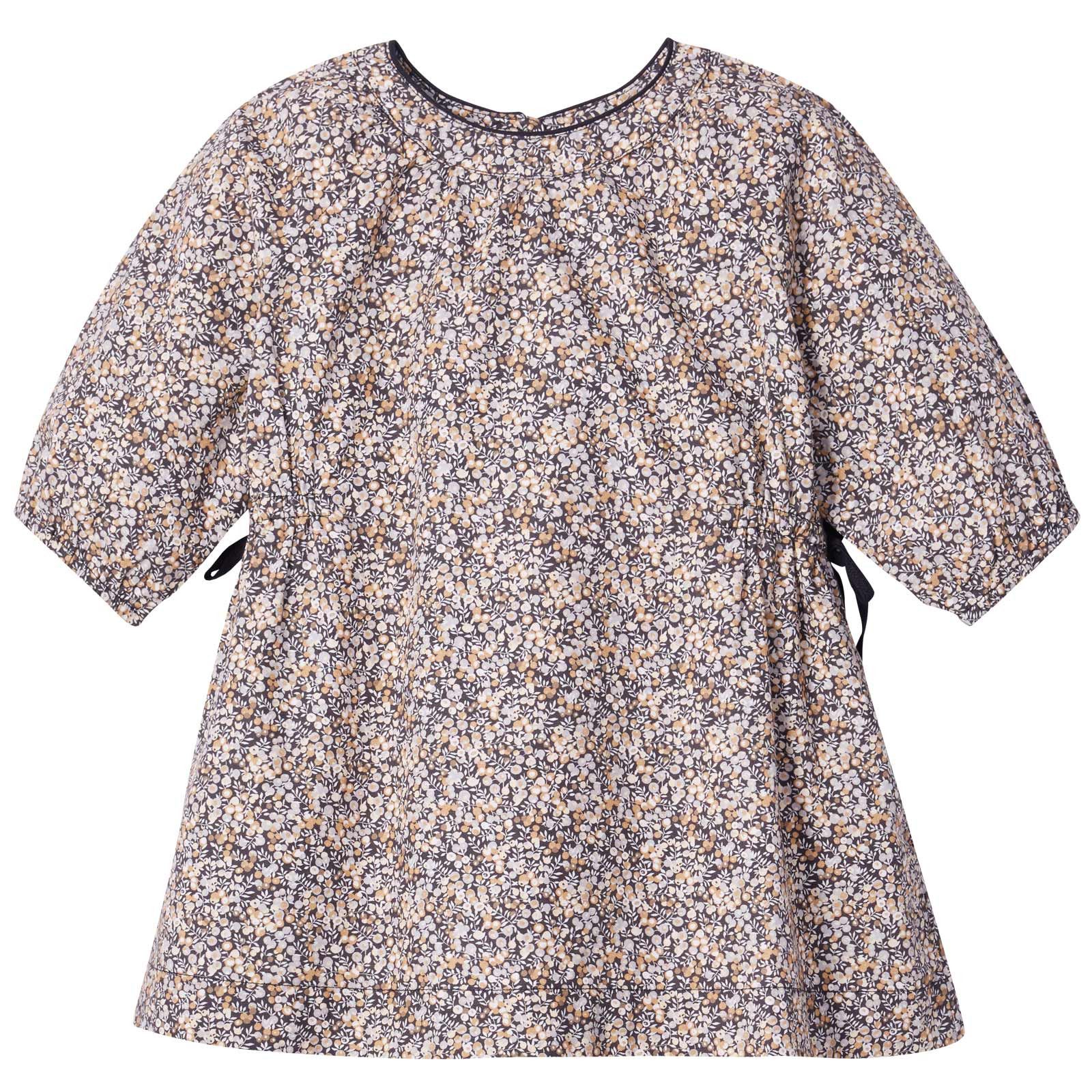 Baby Girls Multicolor Printed Cotton Dress With Bow Trims - CÉMAROSE | Children's Fashion Store - 1