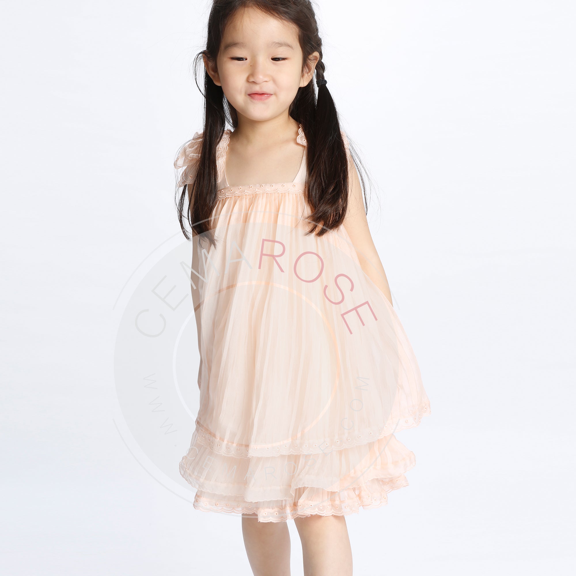 Girls Pink Soie Dress