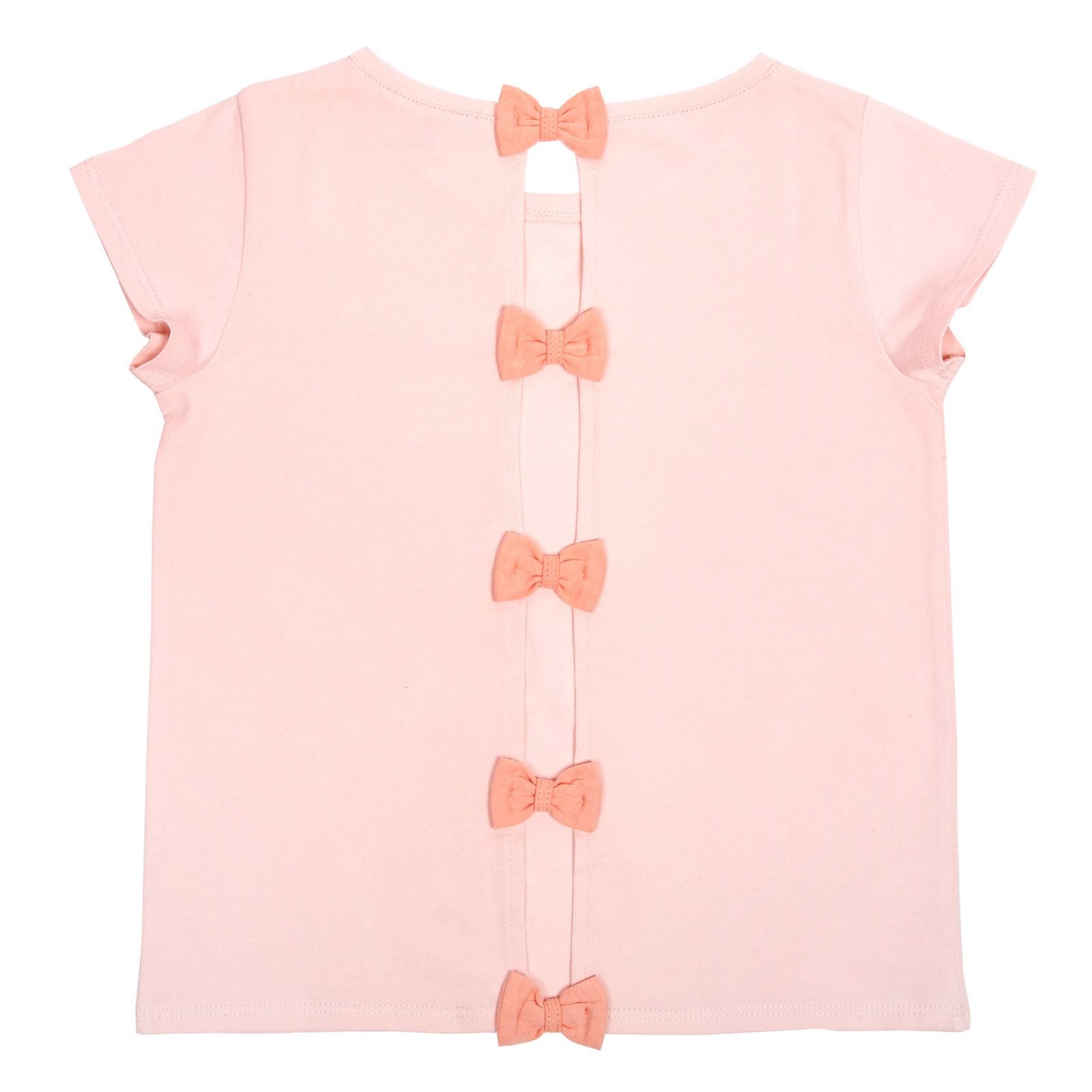 Girls Pink Bows Trims On Back Cotton T-Shirt - CÉMAROSE | Children's Fashion Store - 2