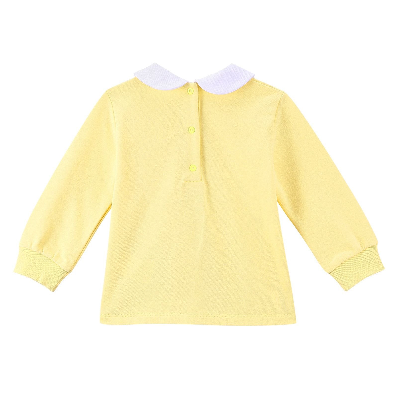 Baby Girls Light Yellow 'Monster' Printed Sweatshirt With Peter Pan Collar - CÉMAROSE | Children's Fashion Store - 2