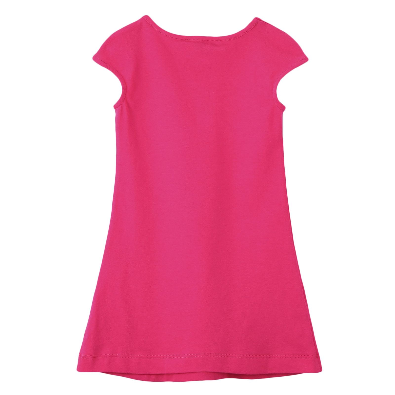 Girls Fuchsia Cotton Dress With Gold Rhinestone Logo - CÉMAROSE | Children's Fashion Store - 2