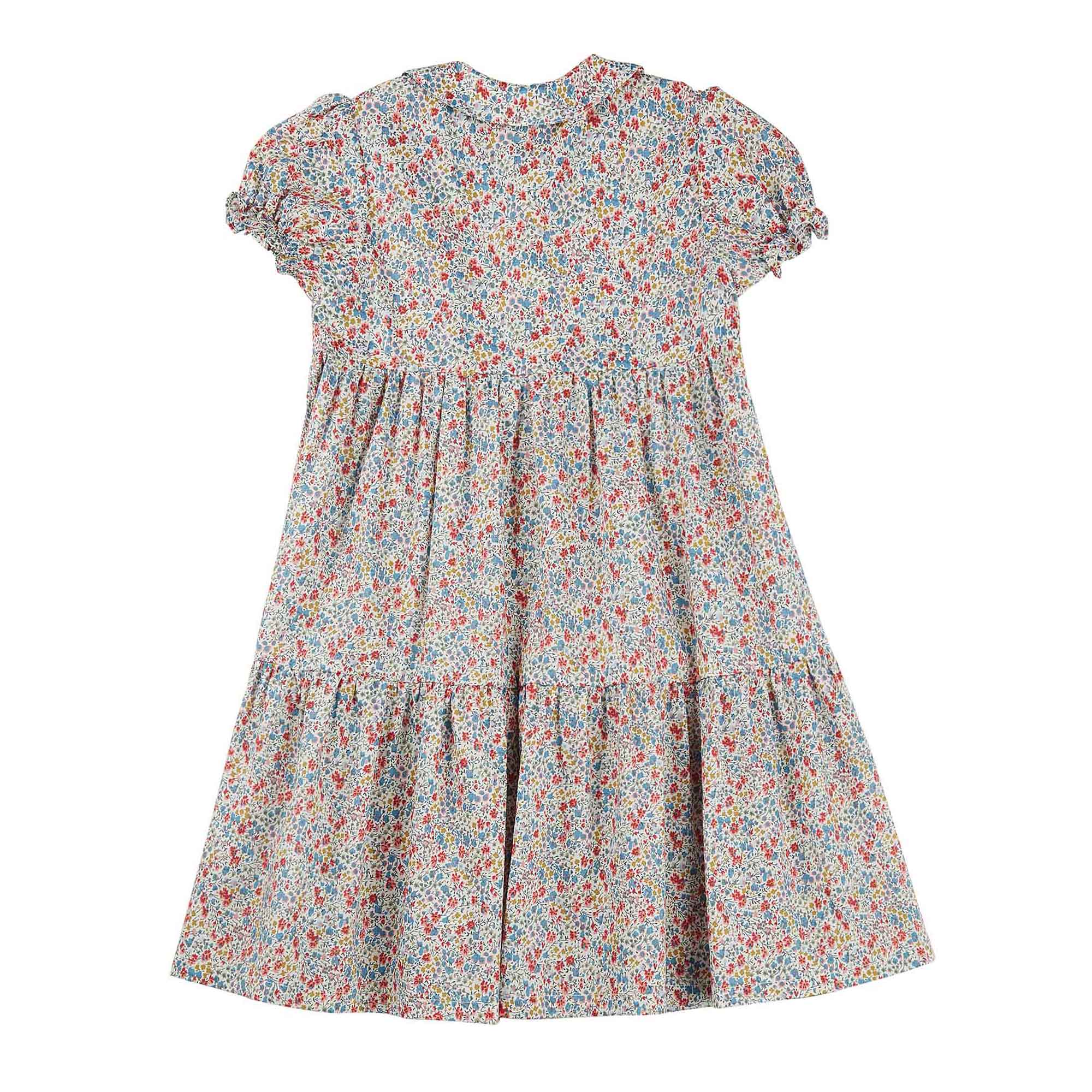 Girls Blue & Red Cotton Dress