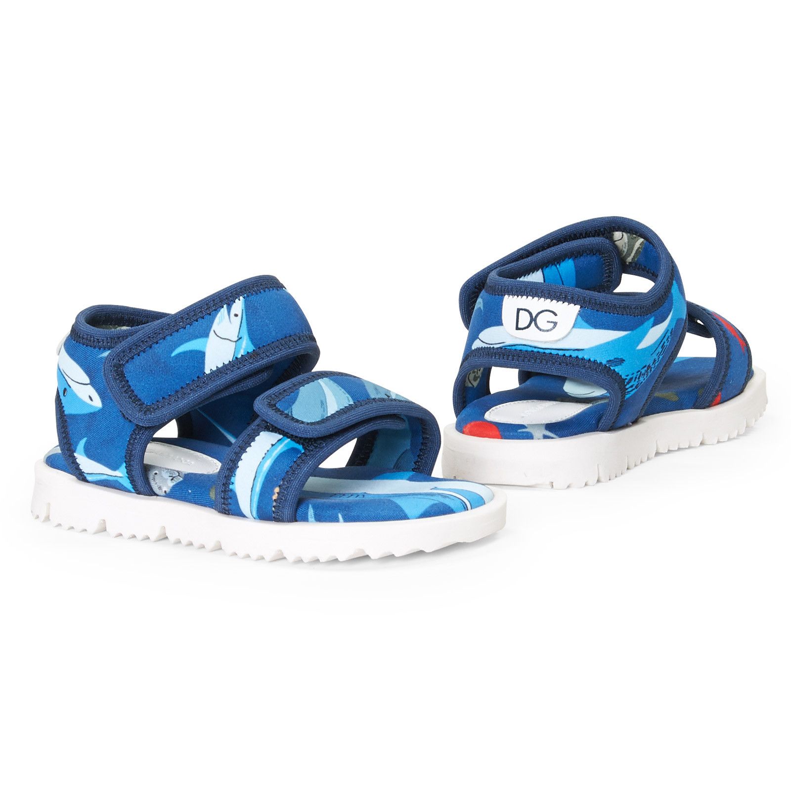 Baby Blue Fastening Tape Dolphin Printed Sandal - CÉMAROSE | Children's Fashion Store