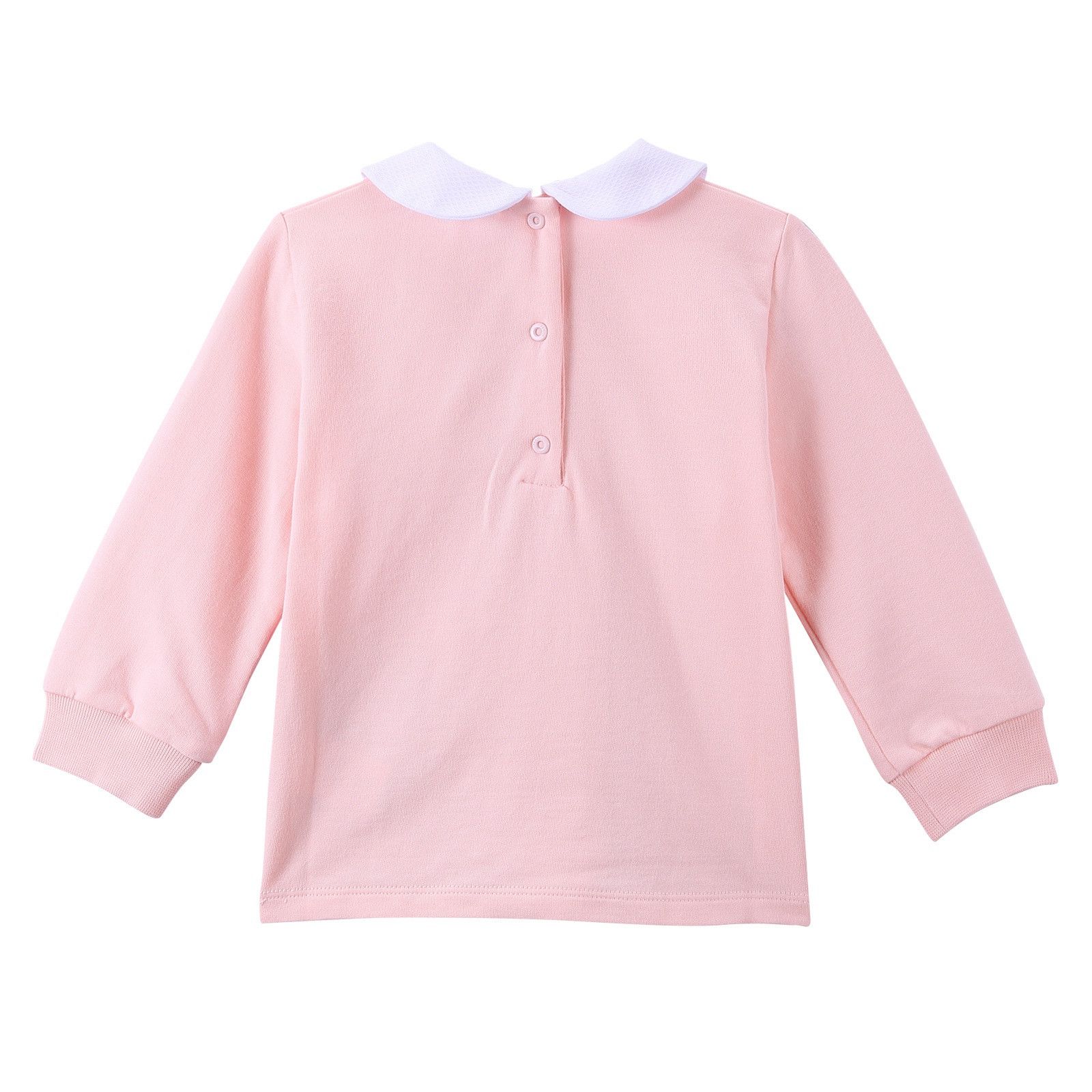 Baby Girls Pink 'Monster' Printed Sweatshirt With Peter Pan Collar - CÉMAROSE | Children's Fashion Store - 2