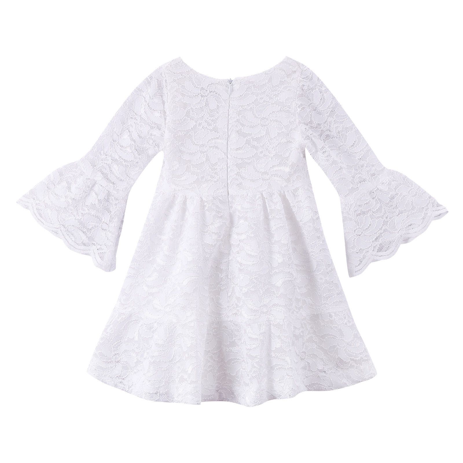 Girls White Long Sleeve Lace Dress - CÉMAROSE | Children's Fashion Store - 2