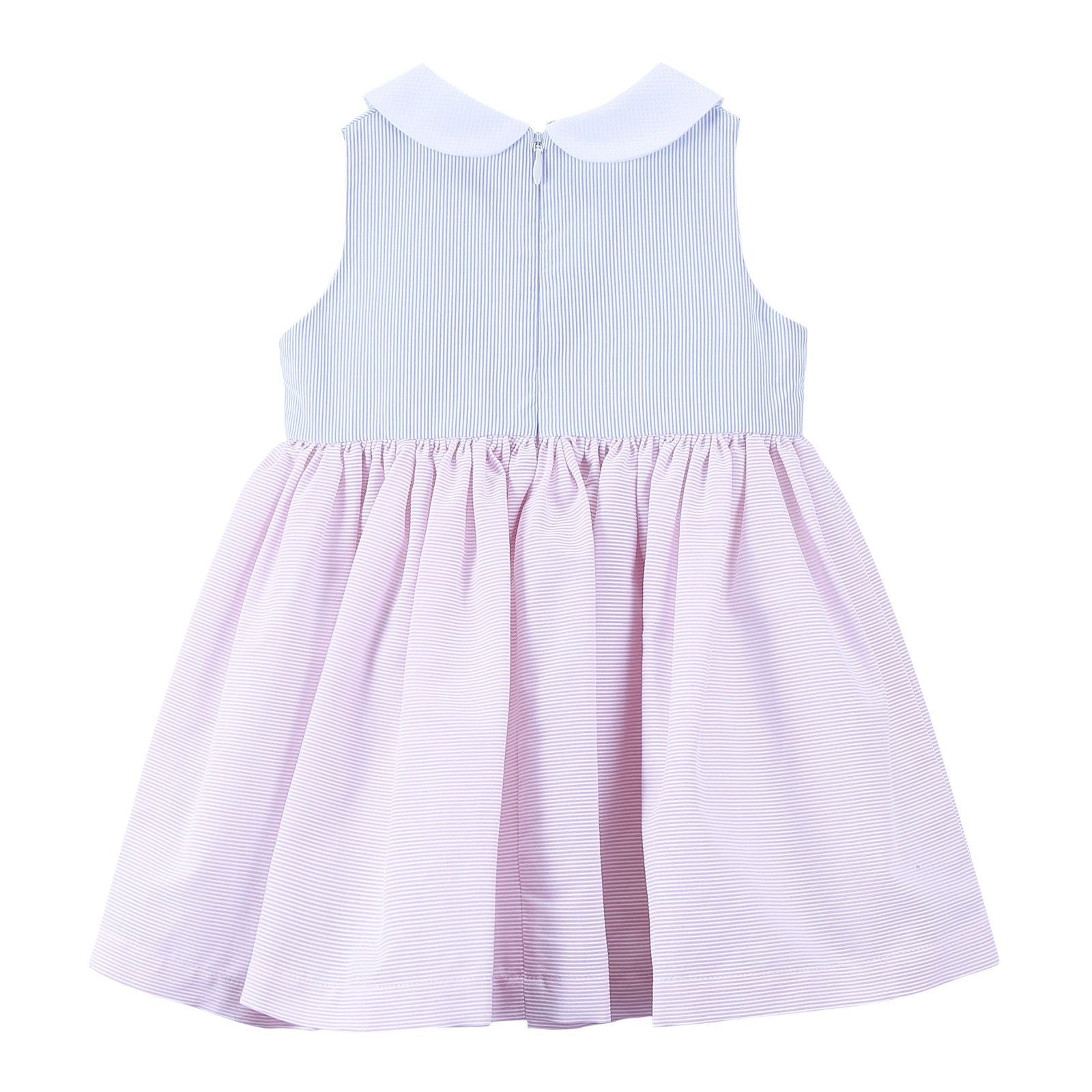 Baby Girls Blue&White Peter Pan Collar Cotton Dress - CÉMAROSE | Children's Fashion Store - 2