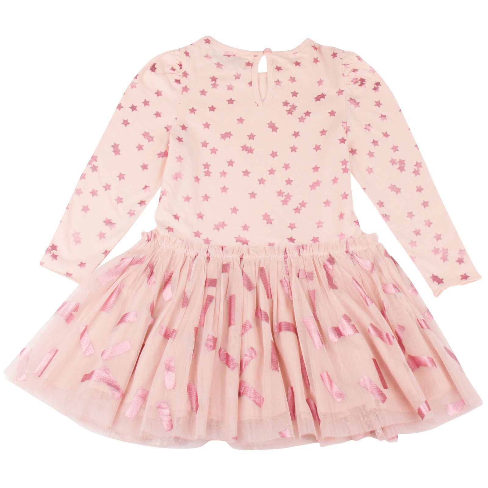 Primrose Baby Pink Cotton Jersey&Tulle Long Sleeve Dress - CÉMAROSE | Children's Fashion Store - 2