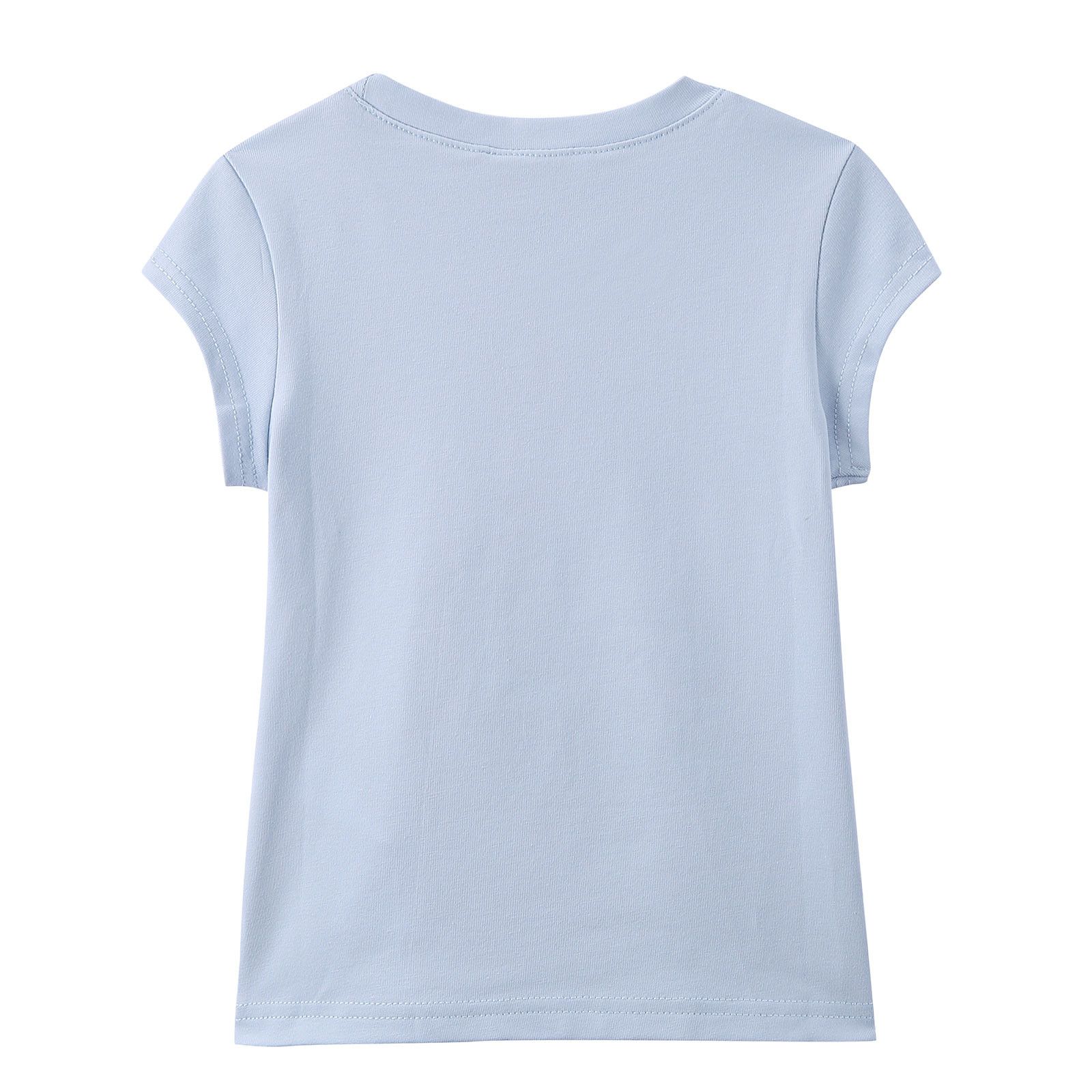 Girls Lignt Blue Fancy Cartoon Printed Cotton T-Shirt - CÉMAROSE | Children's Fashion Store - 2