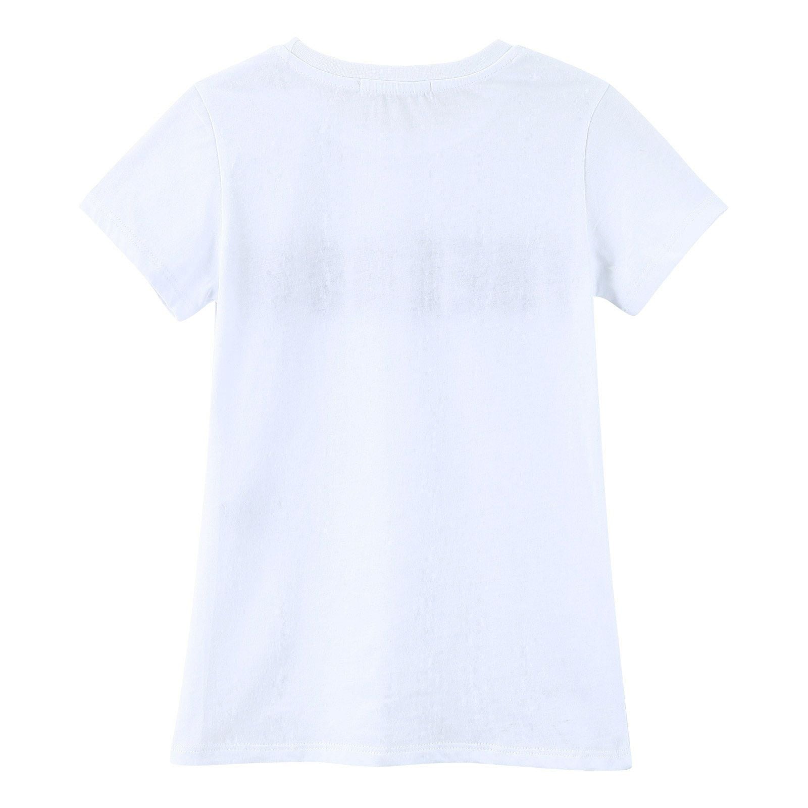 Girls White Cotton T-Shirt With Multicolor 'Freedom‘ Logo - CÉMAROSE | Children's Fashion Store - 2