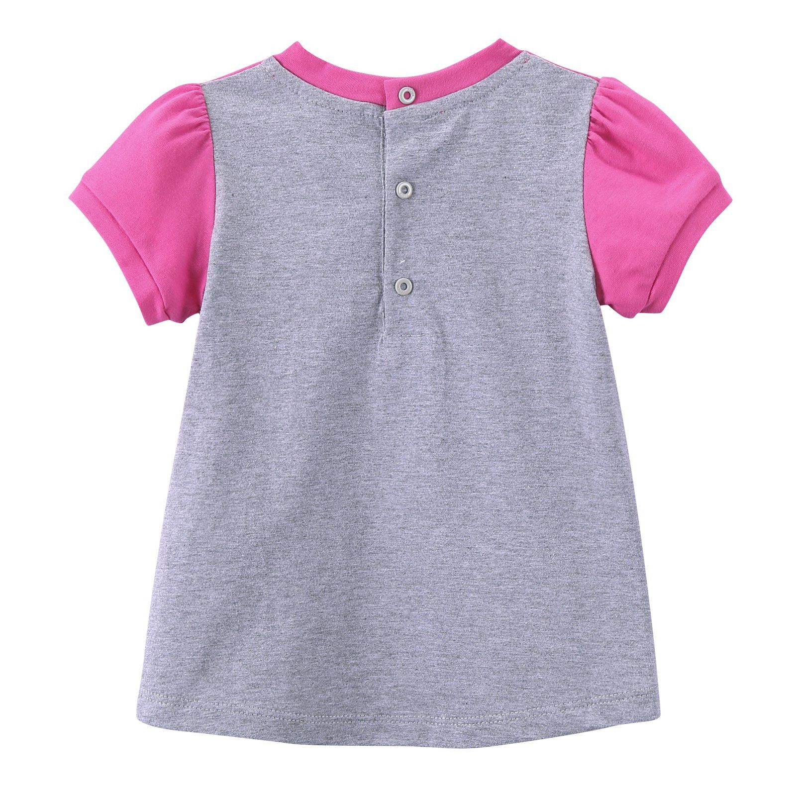 Baby Girls Fucsia&Grey Cotton Printed Trims T-Shirt - CÉMAROSE | Children's Fashion Store - 2