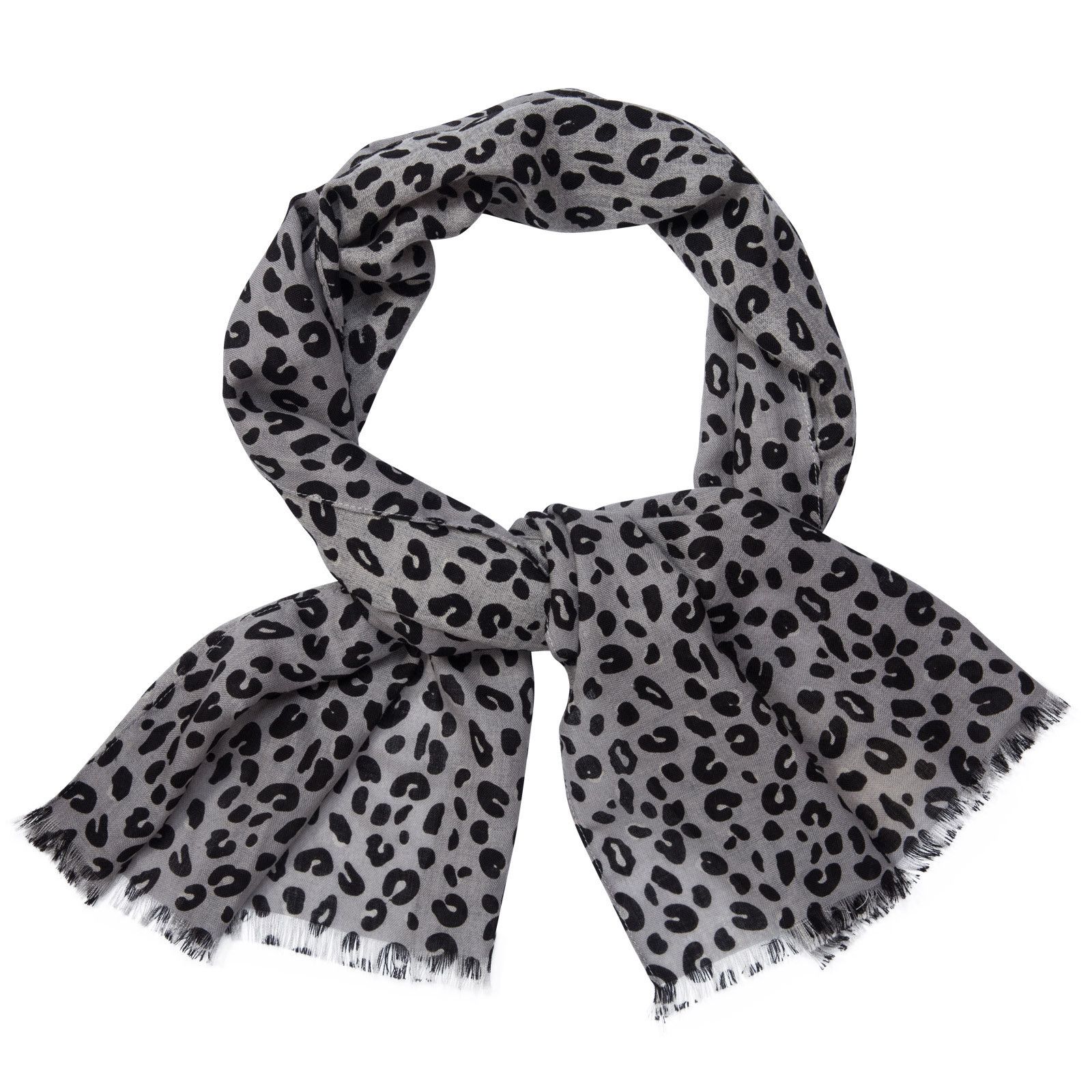 Asa Girls Dark Grey Leopard Printed Wool Scarf - CÉMAROSE | Children's Fashion Store - 1