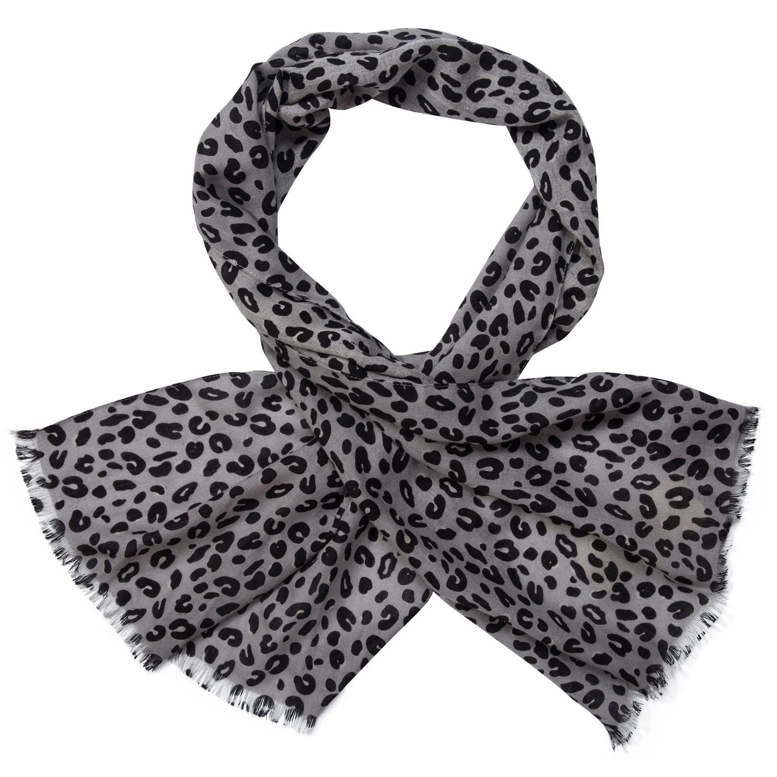 Asa Girls Dark Grey Leopard Printed Wool Scarf - CÉMAROSE | Children's Fashion Store - 2