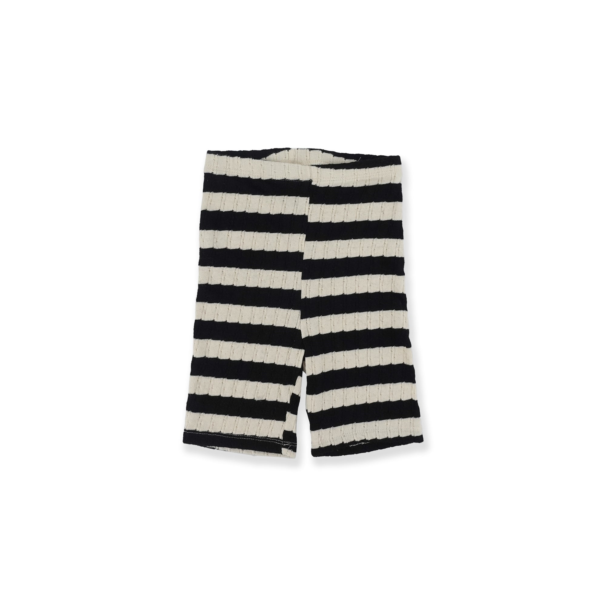 Girls Black Stripes Cotton Shorts