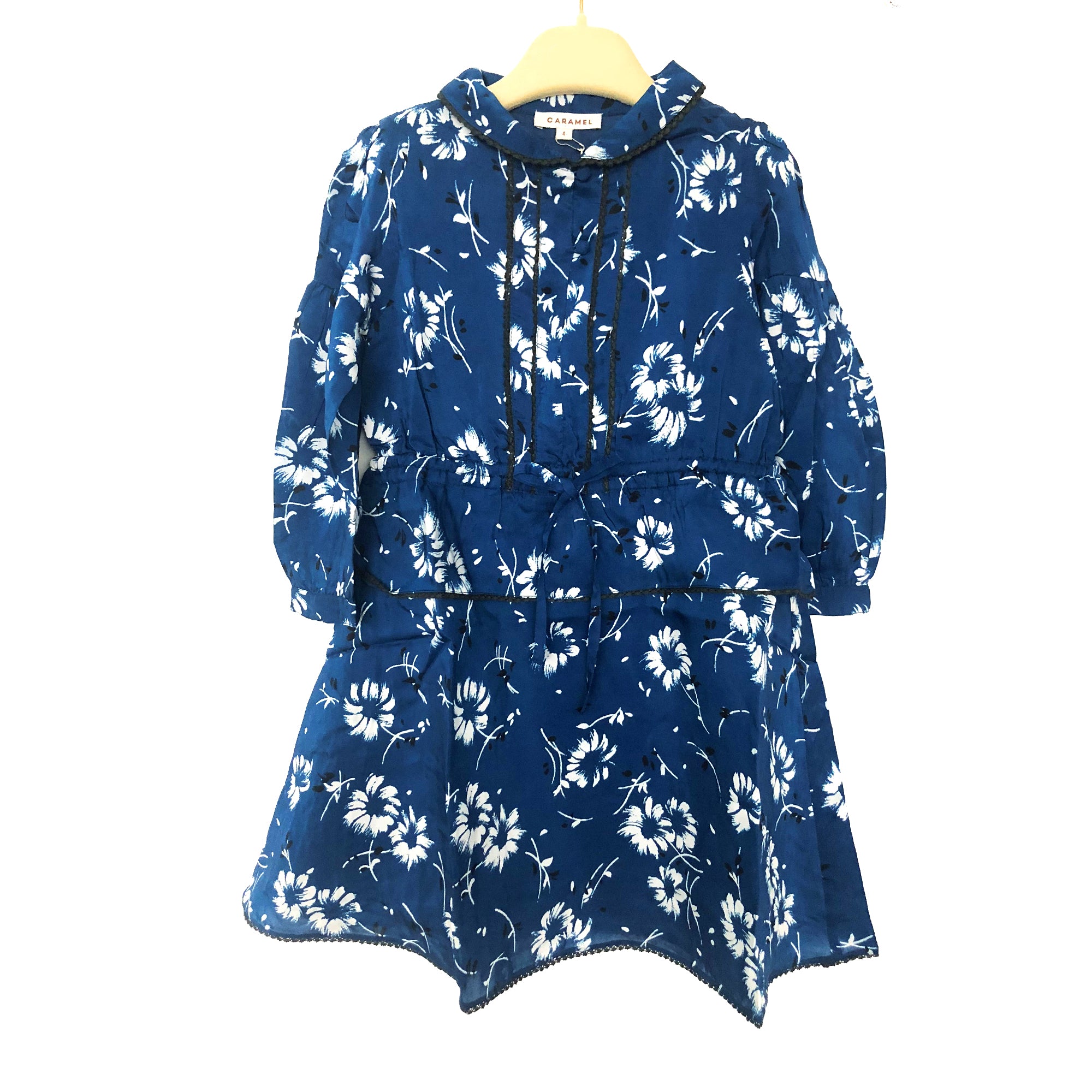 Girls Blue Winter Flower Dress