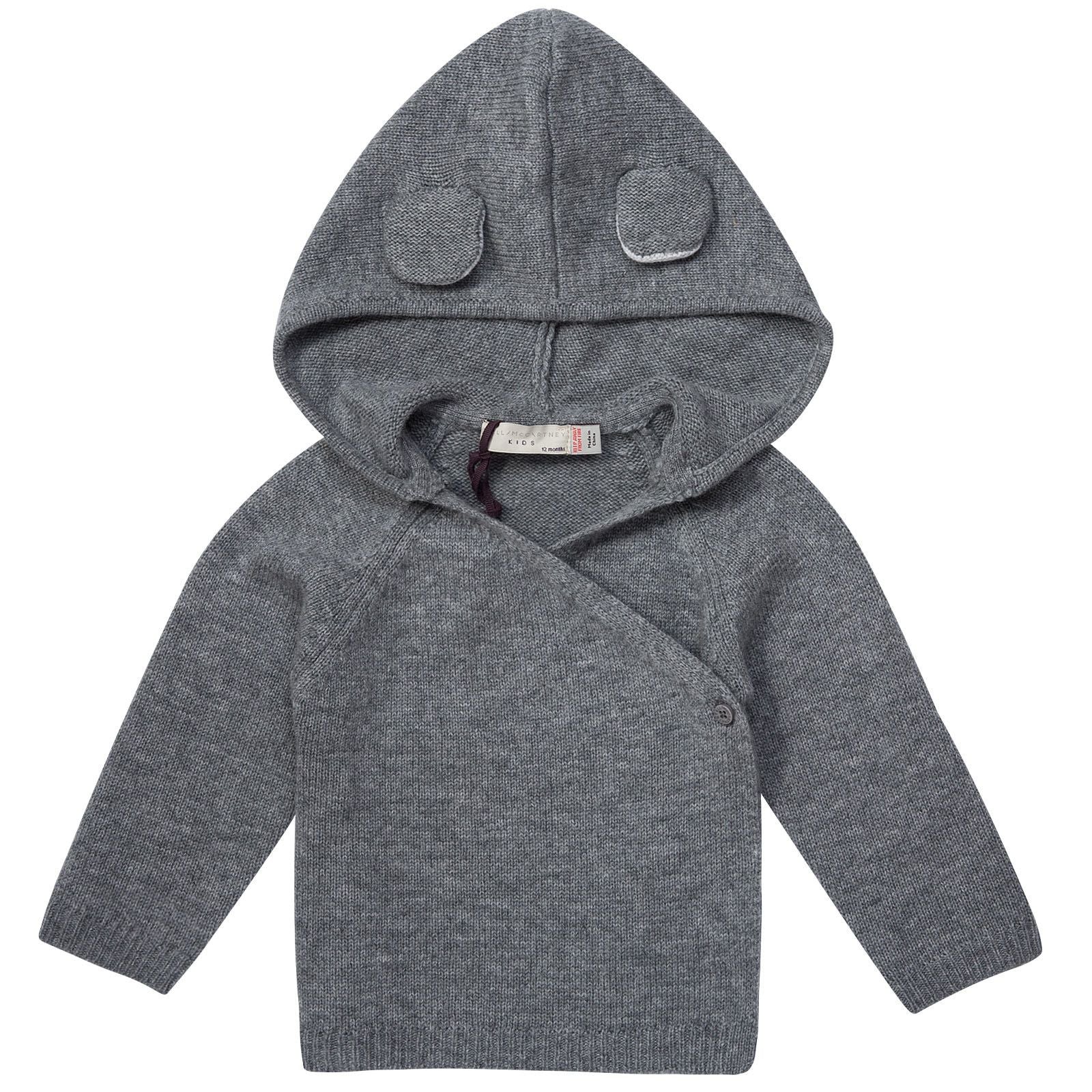 Smudge Baby Grey Wool&Cashmere Cardigan With Ears - CÉMAROSE | Children's Fashion Store - 1