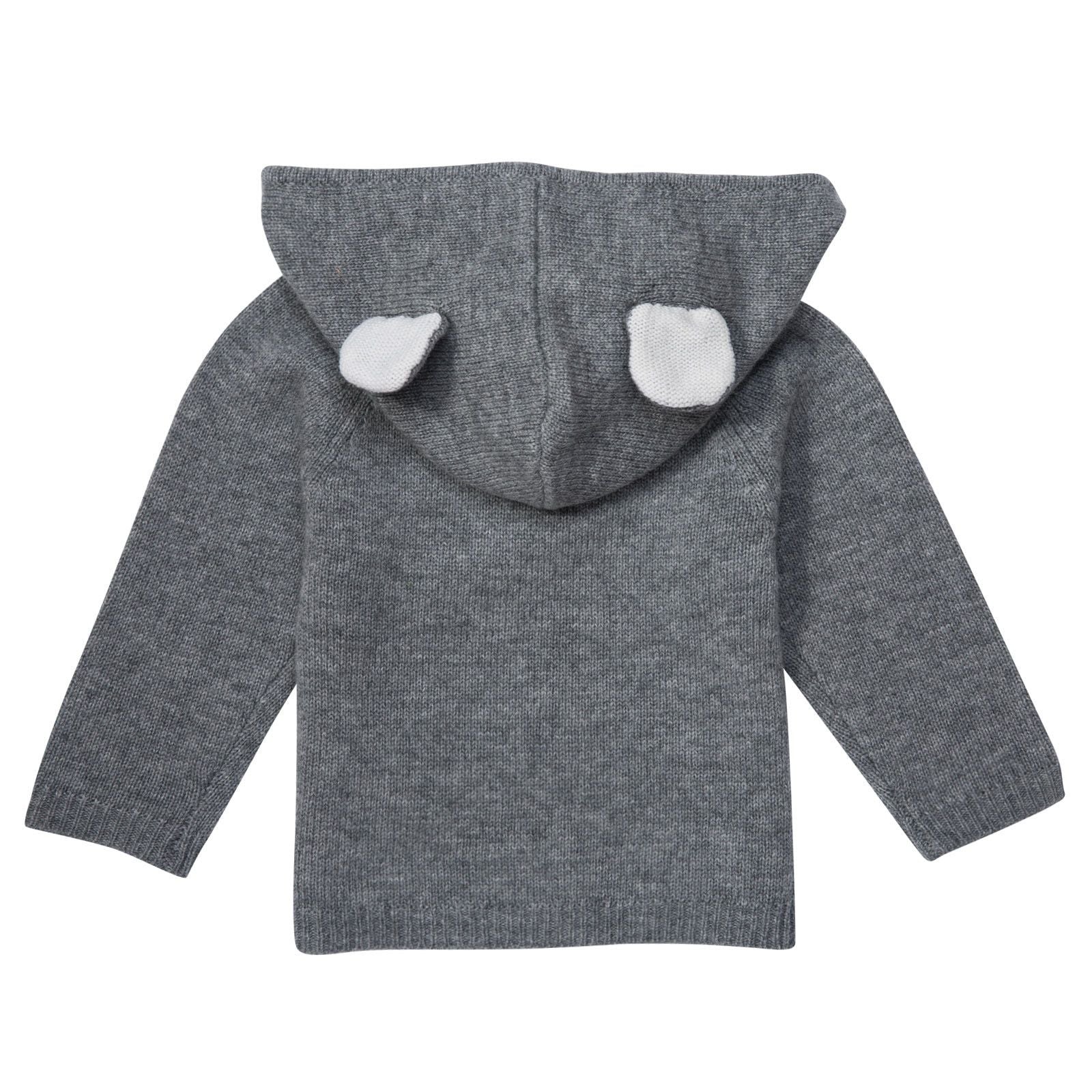 Smudge Baby Grey Wool&Cashmere Cardigan With Ears - CÉMAROSE | Children's Fashion Store - 2