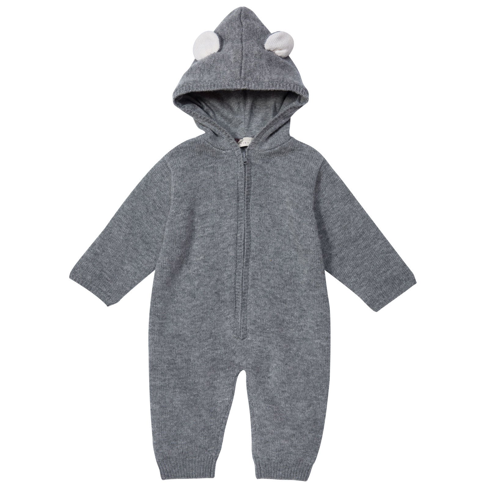 Acorn Baby Grey Wool&Cashmere Hooded Babysuit - CÉMAROSE | Children's Fashion Store - 1