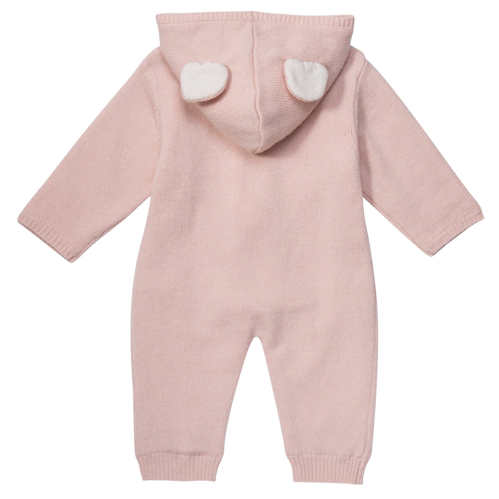 Acorn Baby Light Pink Wool&Cashmere Hooded Babysuit - CÉMAROSE | Children's Fashion Store - 2