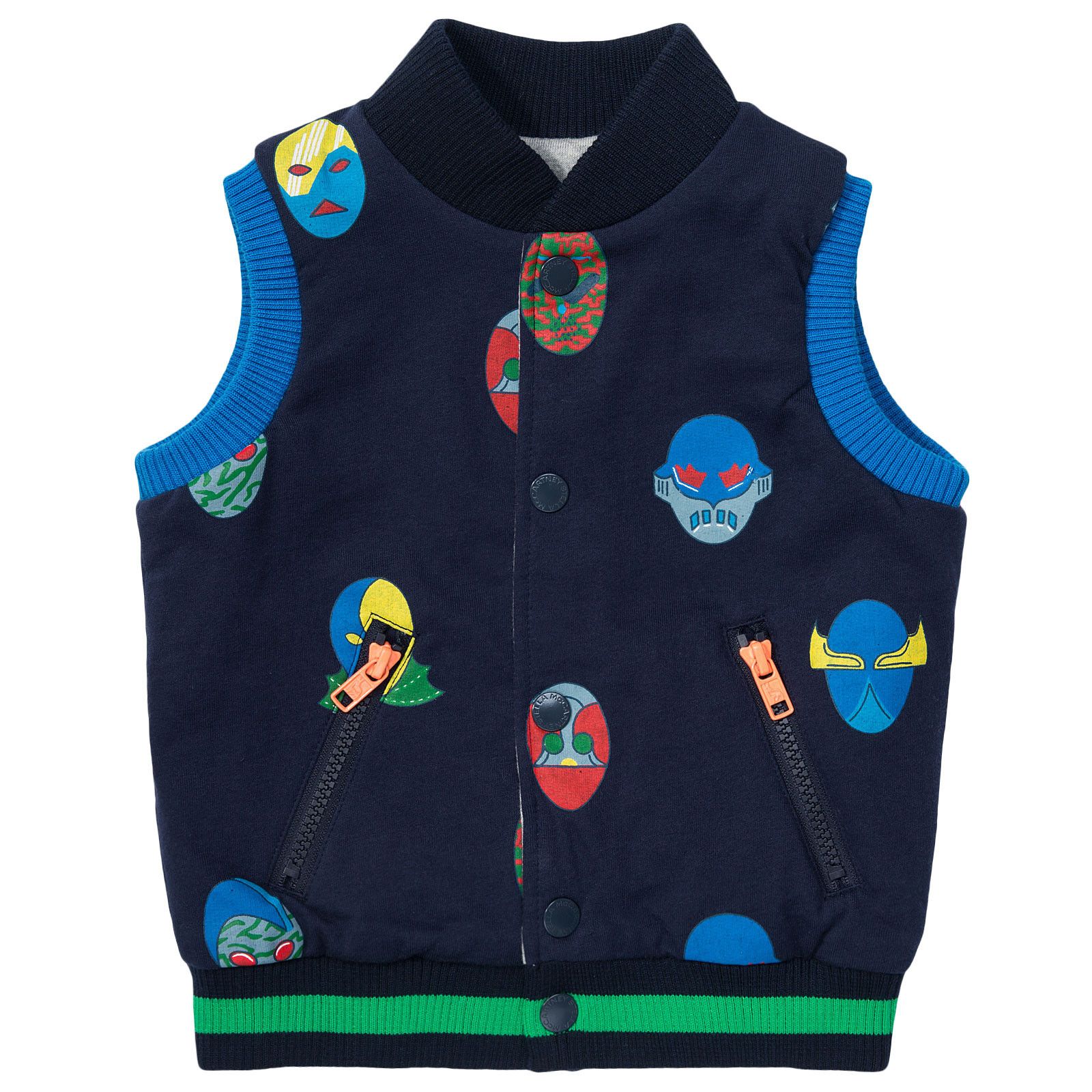 Rubarb Boys Navy Blue Super Stella Heroes Printed Cotton Gilet - CÉMAROSE | Children's Fashion Store - 1