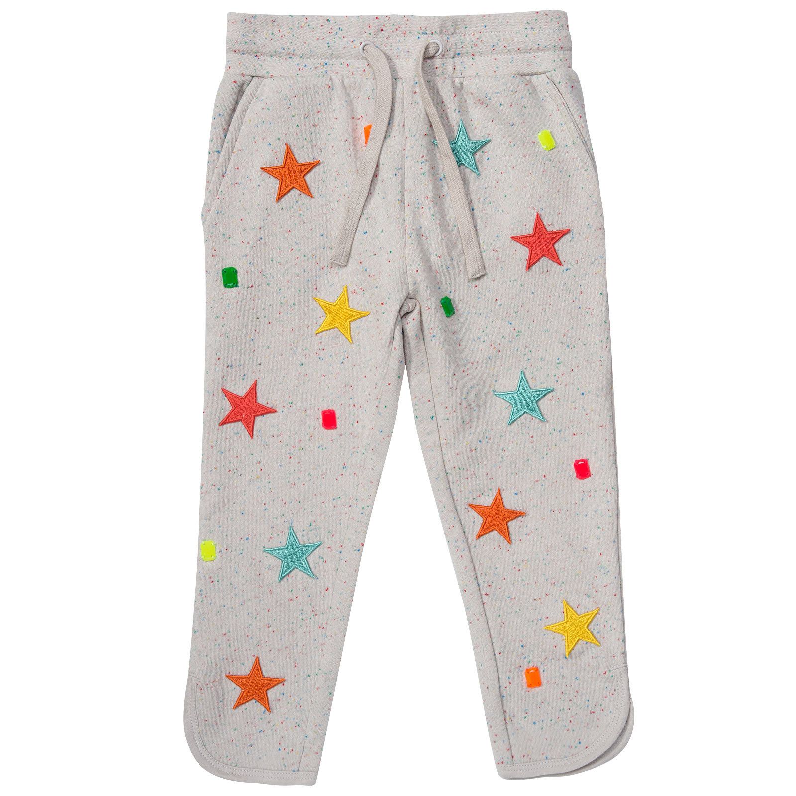 Emilie Girls Grey Star Patch Jersey Trousers - CÉMAROSE | Children's Fashion Store - 1