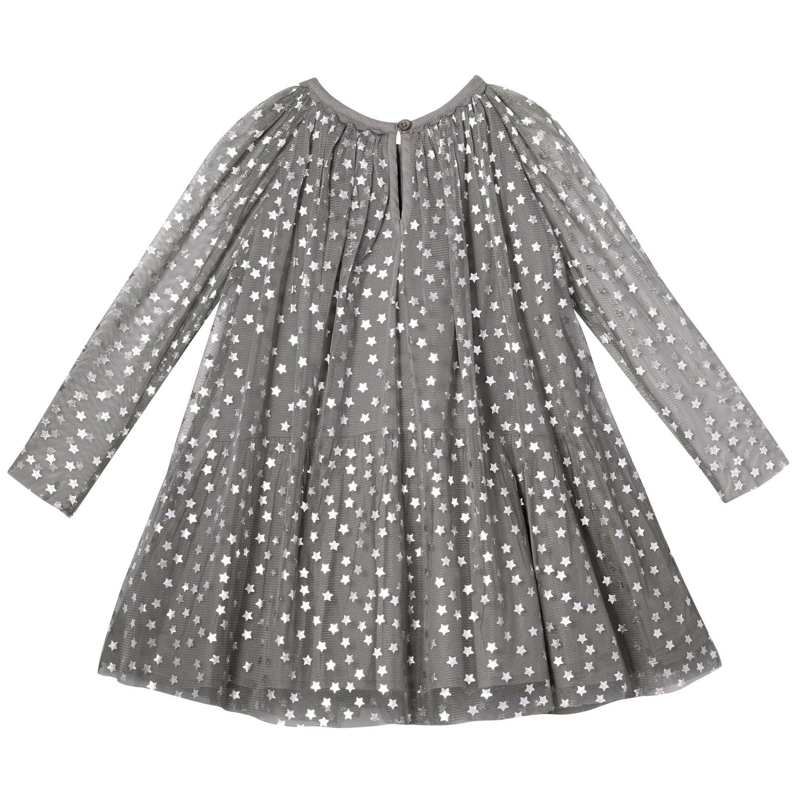 Misty Girls Grey Cotton Shiny Silver Stars Printed Dress - CÉMAROSE | Children's Fashion Store - 2