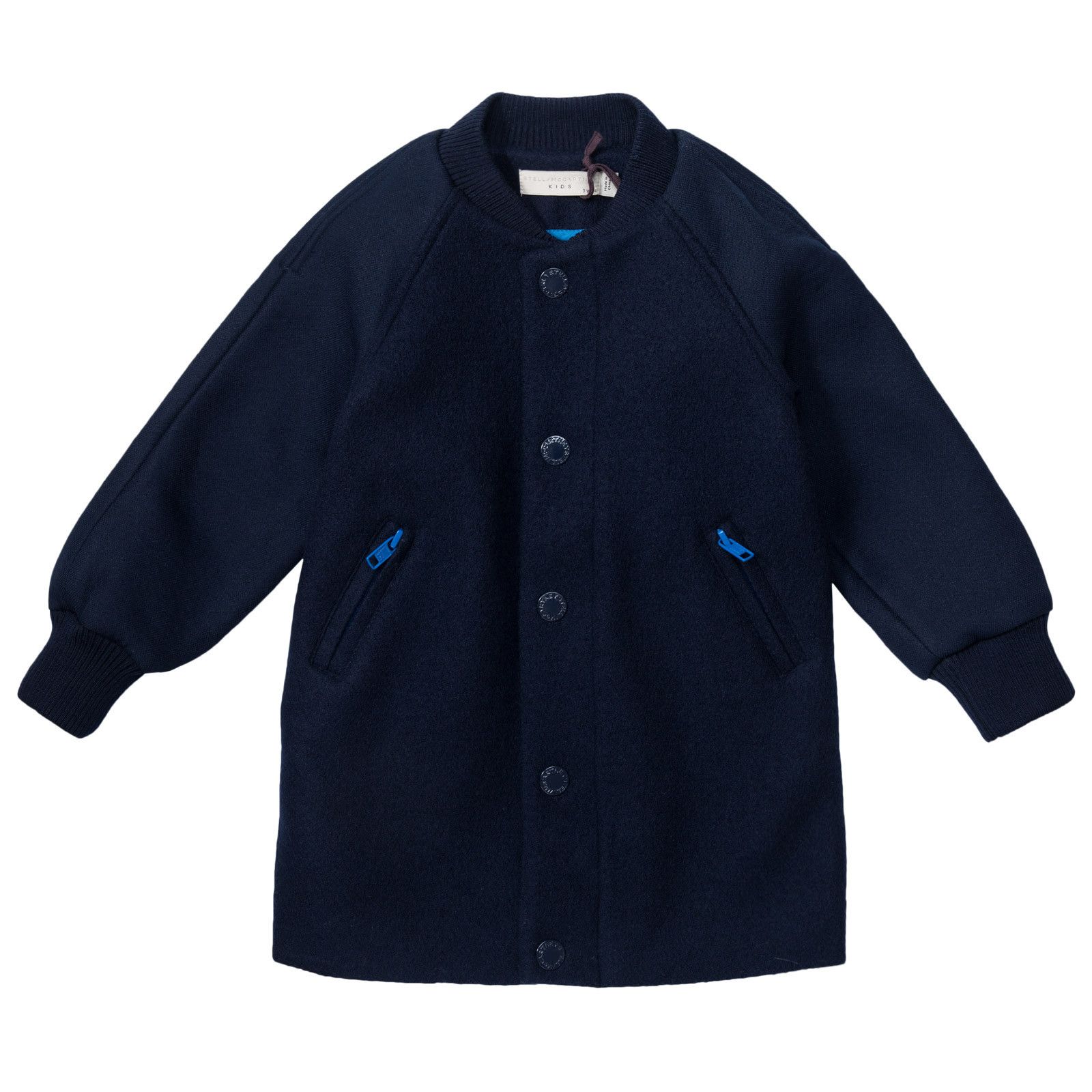 Renae Girls Navy Blue Wool Coat With Two Zip Pocket - CÉMAROSE | Children's Fashion Store - 1