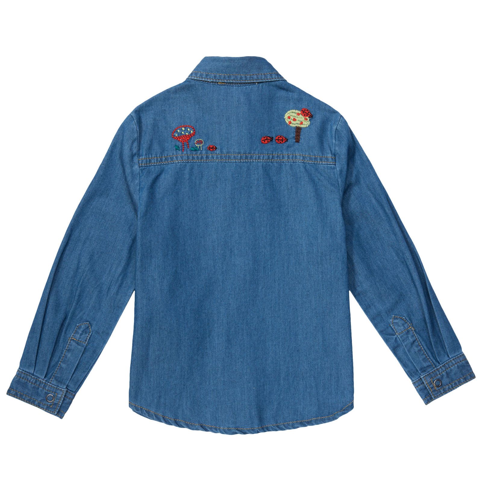 Mushroom Girls Blue Denim Cotton Blouse - CÉMAROSE | Children's Fashion Store - 2