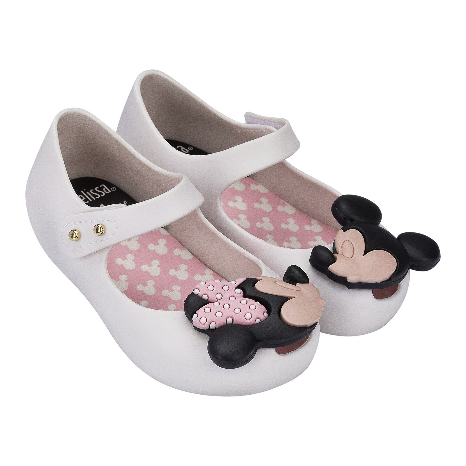 Girls White Minnie & Mickey Velcro Strap Jelly Shoes - CÉMAROSE | Children's Fashion Store