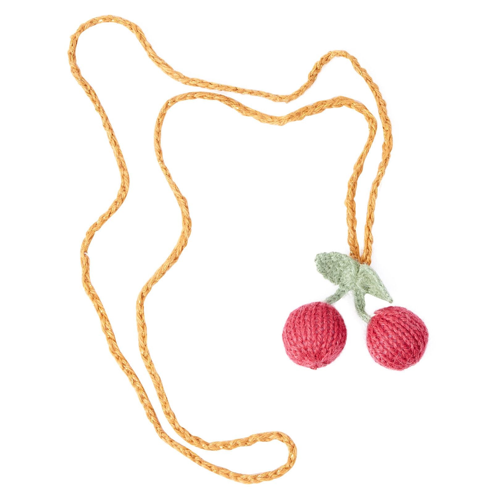 Baby Red Cherry Alpaca Wool Knitted Cherry Trims Necklace - CÉMAROSE | Children's Fashion Store - 1